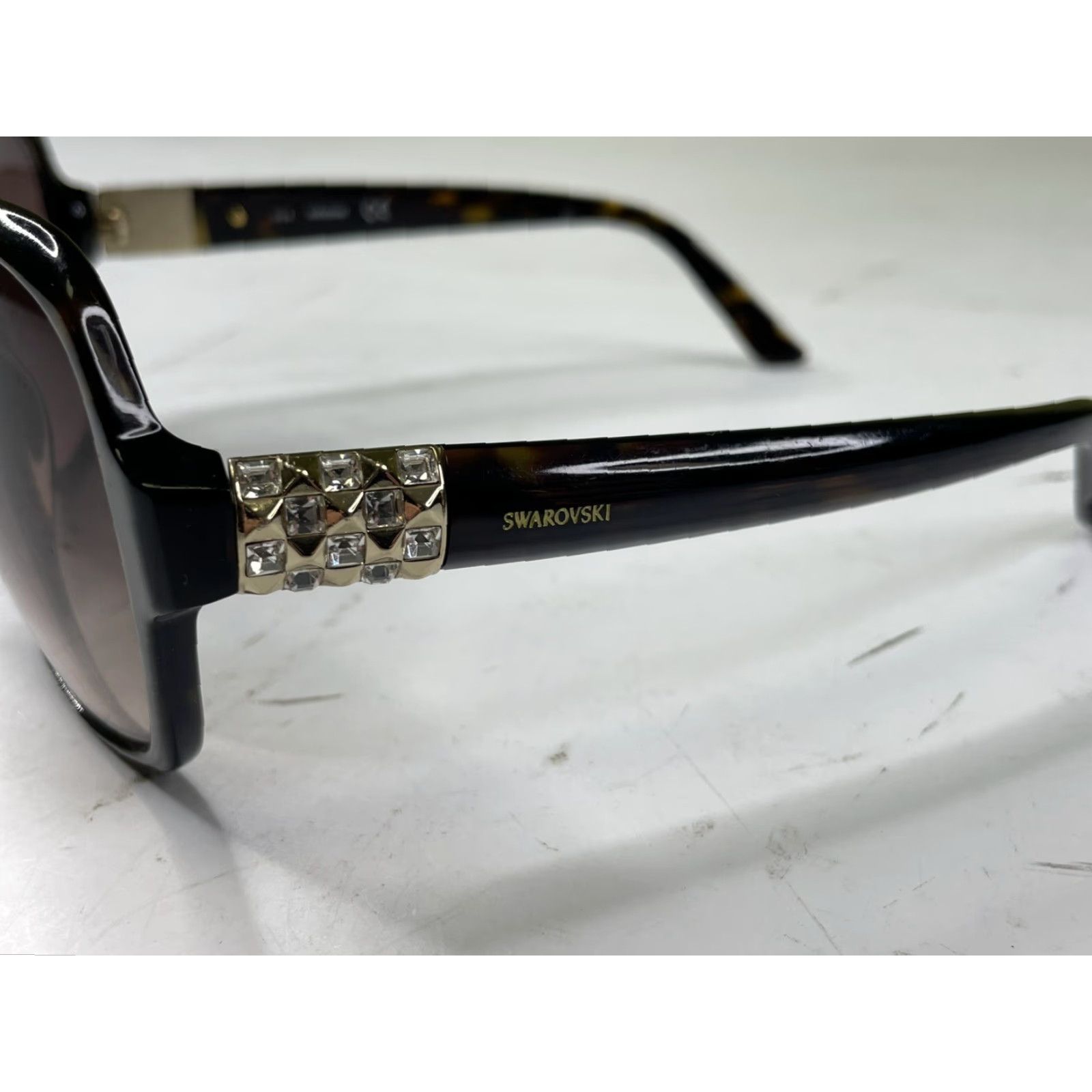 Swarovski Swarovski Sunglasses Round UV400 Brown 52F Acetate Shell Turquoise Crystals Womens Size ONE SIZE - 3 Thumbnail