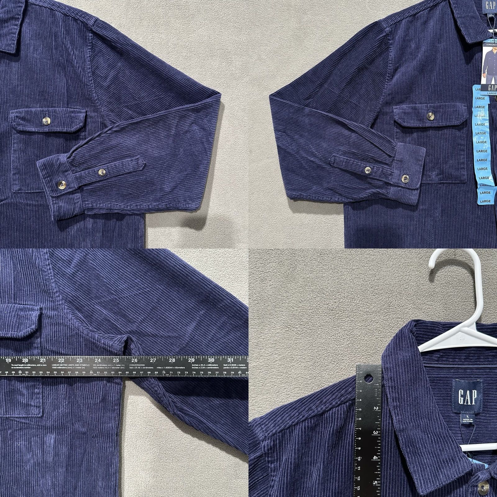 Gap GAP Shirt Mens Large Navy Blue Corduroy Button Up Long Sleeve Mens Size US L / EU 52-54 / 3 - 8 Thumbnail