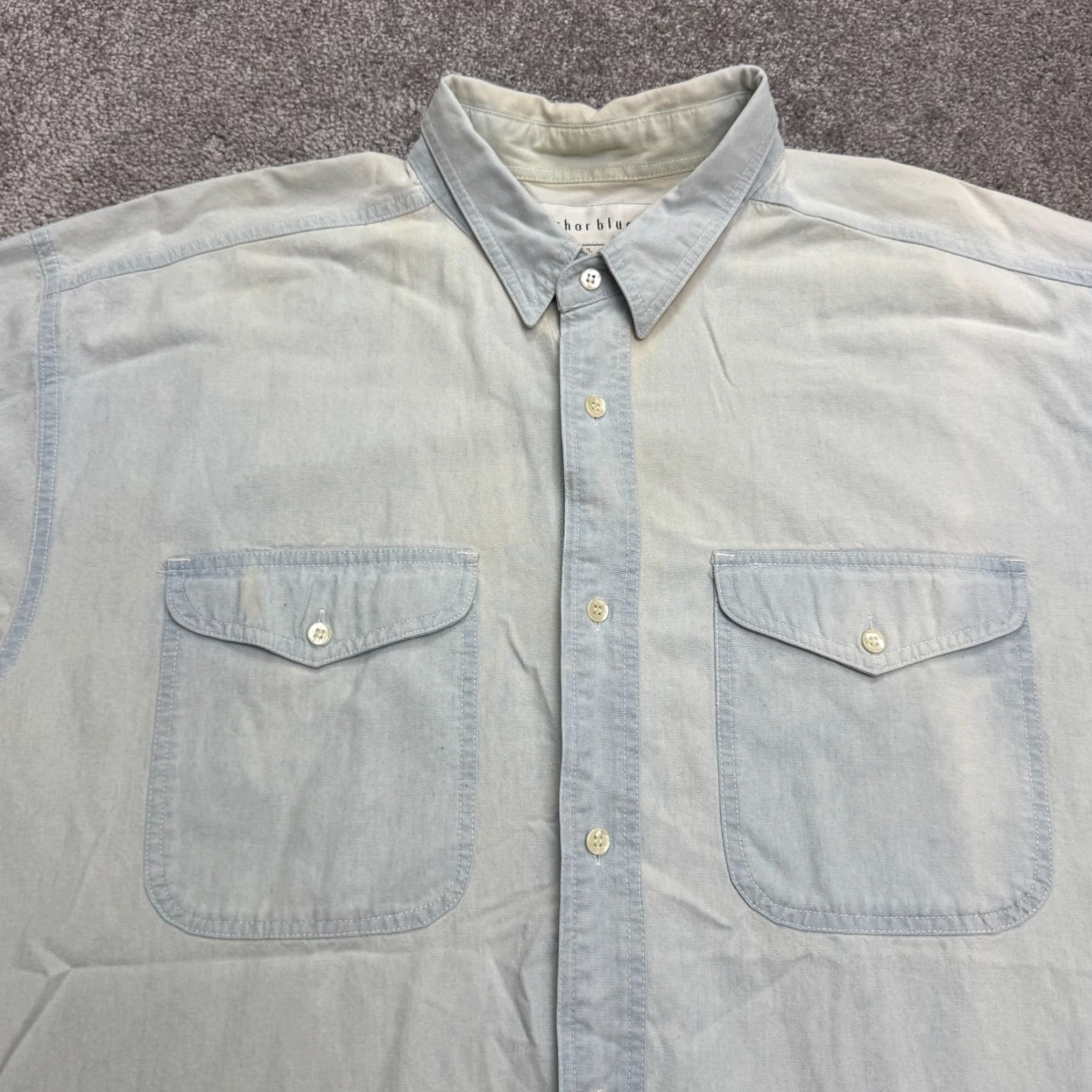 Anchor Blue VINTAGE Anchor Blue 90s Chambray Button-Down Shirt Adult XL Blue Skater Casual Mens Size US XL / EU 56 / 4 - 3 Thumbnail