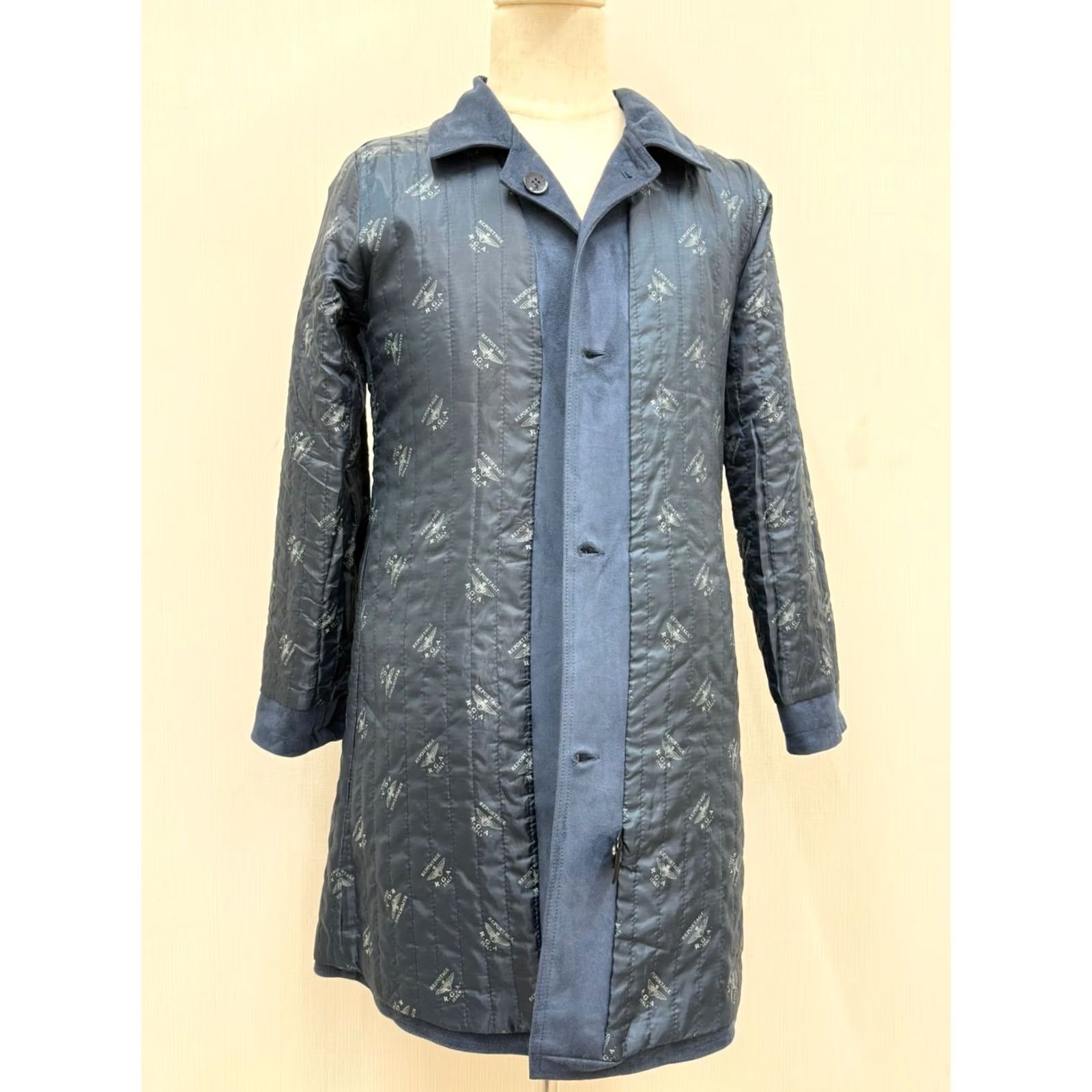 Vintage Women's Blue Leather Overcoat Shirt Jacket? (Size M) Italian Leather Long Coat with Pockets, Premium Soft Shearling Lining, Fall/Winter, Regular Fit Size M / US 6-8 / IT 42-44 - 3 Thumbnail