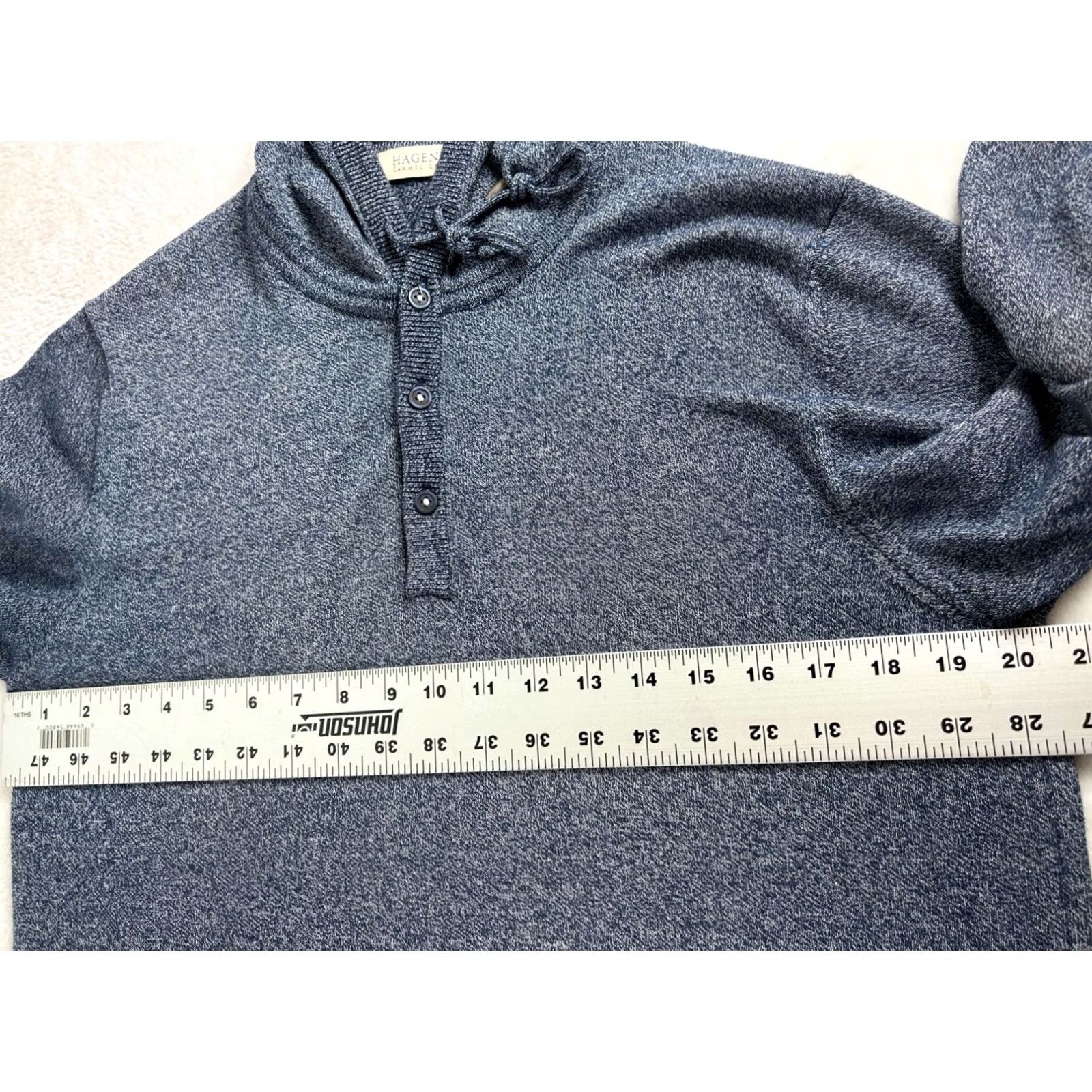 Vintage Hagen Carmel CA Mens Heather Blue Knit Hoodie Sweater Medium Pullover Italy NWOT Size US M / EU 48-50 / 2 - 6 Thumbnail