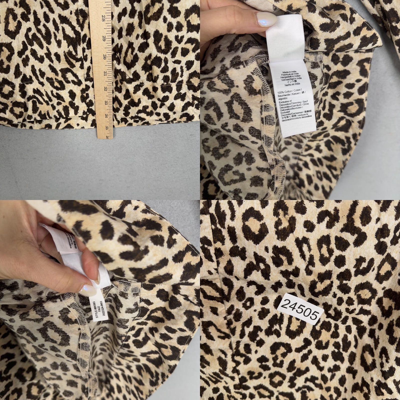J.Crew J.CREW Dress Womens Small Brown Leopard Print Ruffle Neck Puff Sleeve Cotton T-Shirt Alternative? Size S / US 4 / IT 40 - 9 Thumbnail