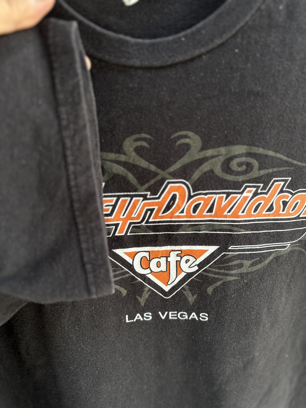 Harley Davidson Thrashed Vintage Harley Davidson Cafe Las Vegas Flame Faded Size US XL / EU 56 / 4 - 5 Thumbnail