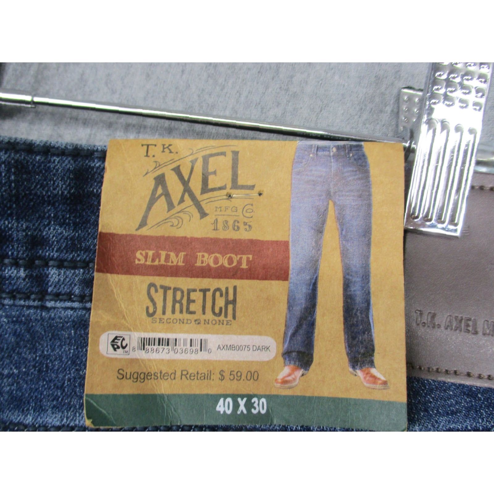 Denime Axel Jeans Mens 40x30 Blue Slim Boot Stretch Denim Pockets Western Pants Size US 40 / EU 56 - 3 Thumbnail