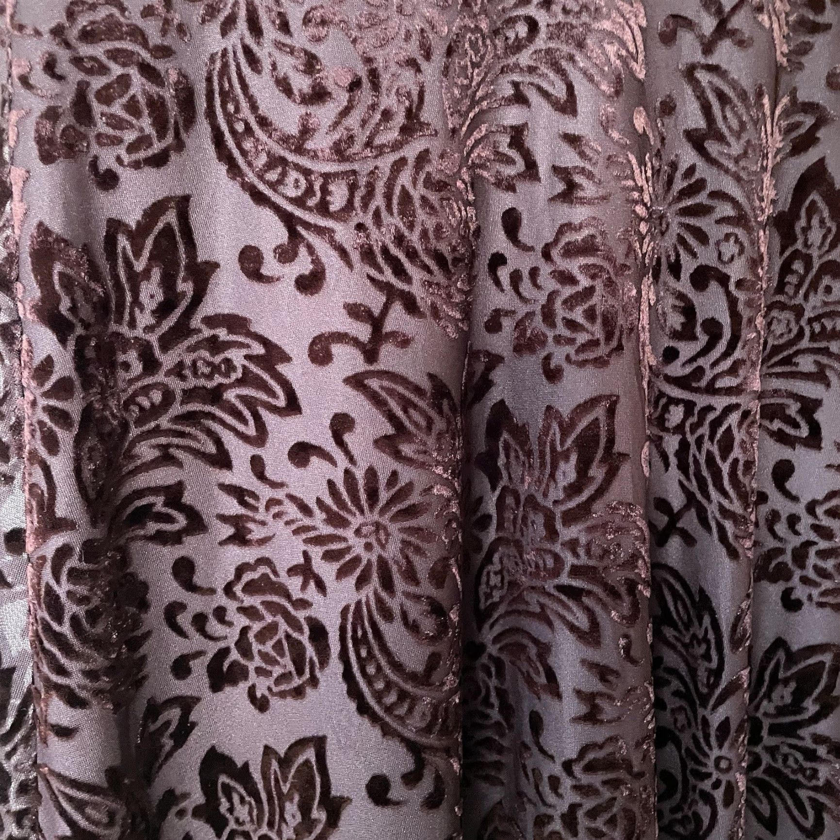 MAGGY LONDON VINTAGE Maggy London Dress Womens Large Brown Velvet Jacquard Maxi Whimsigoth Y2 Dress Size L / US 10 / IT 46 - 6 Thumbnail