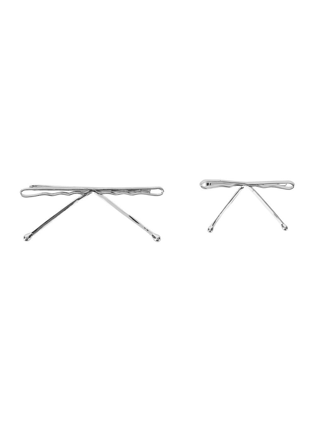 Shushu/Tong Silver Colored Set of Two Hair Clips with Bow Design in Metal Women Size ONE SIZE - 1 Thumbnail