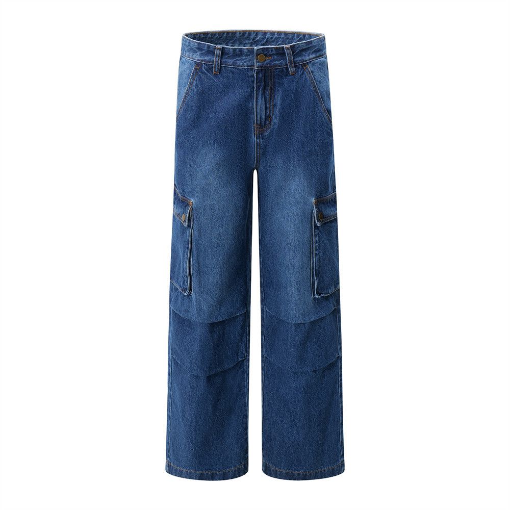 Japanese Brand × Jean High street pleated loose wide-leg washed cargo jeans y2k Size US 32 / EU 48 - 1 Thumbnail