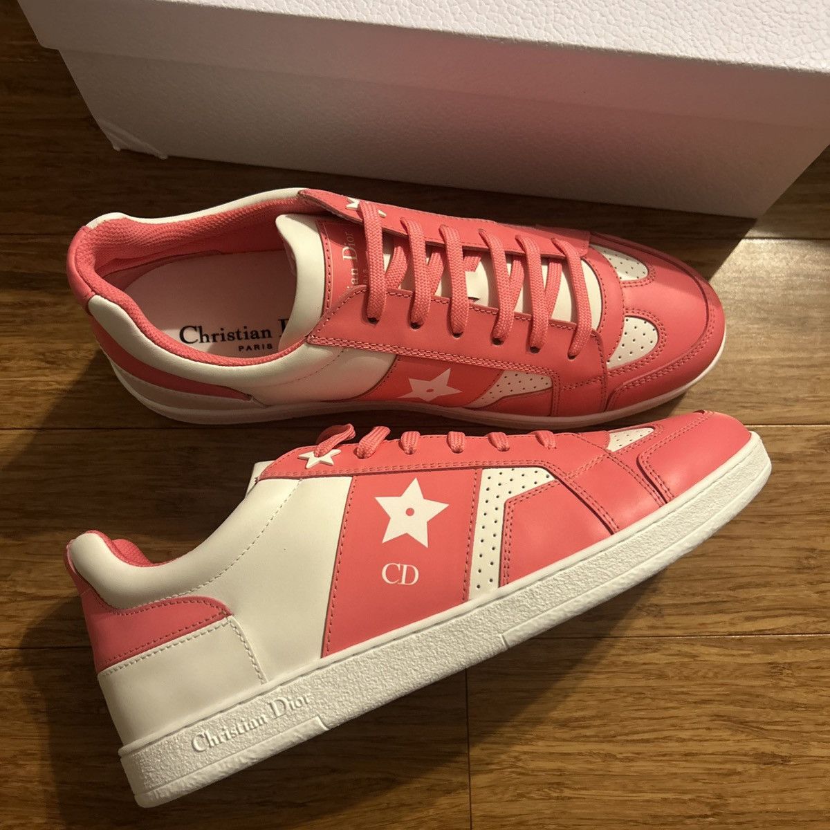 Dior Dior DIORIVIERA DIOR STAR SNEAKER White and Candy Pink Size US 9 / IT 39 - 5 Thumbnail