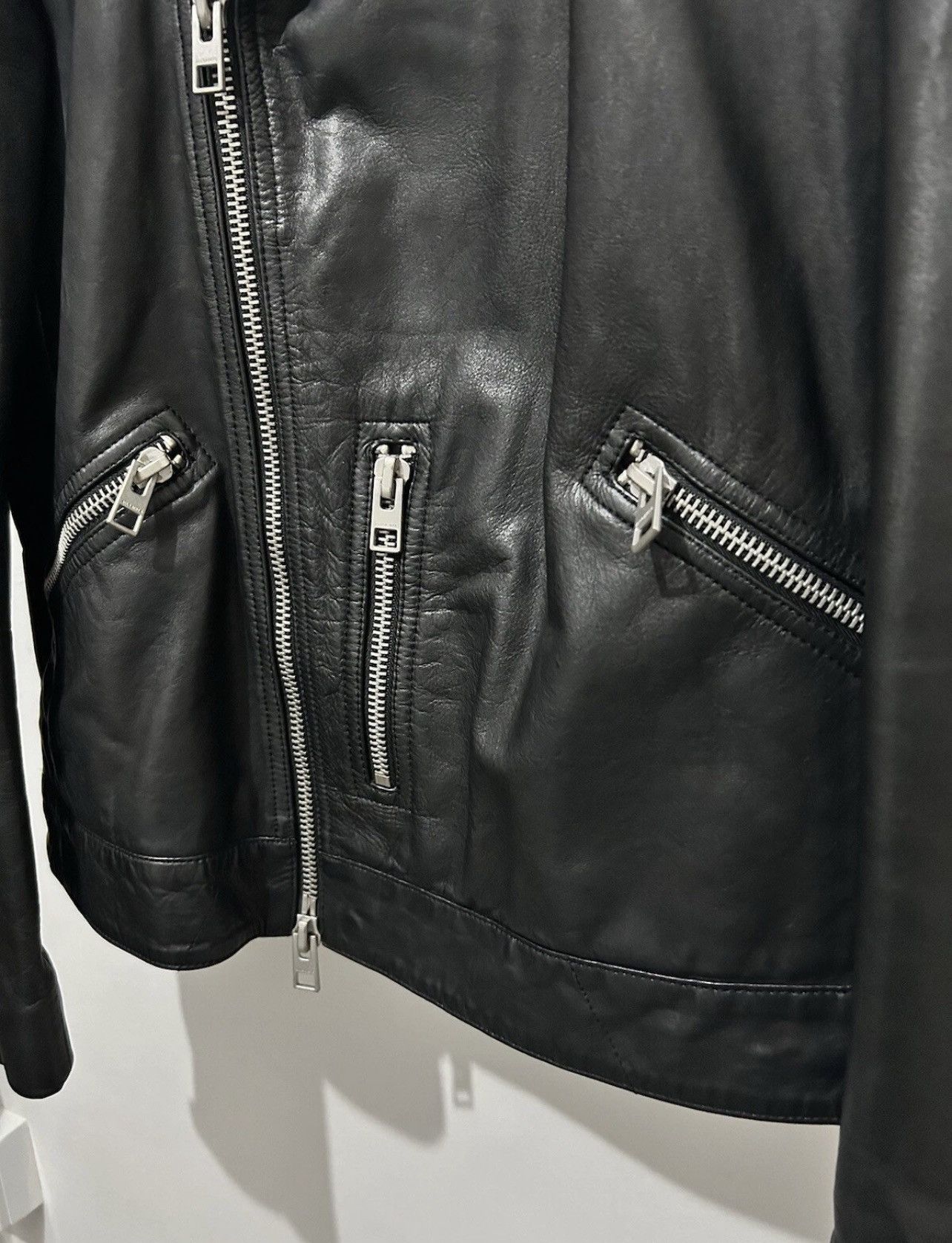Allsaints Mens All Saints Hemsley Leather Biker Motorcycle cafe racer Size US M / EU 48-50 / 2 - 8 Thumbnail