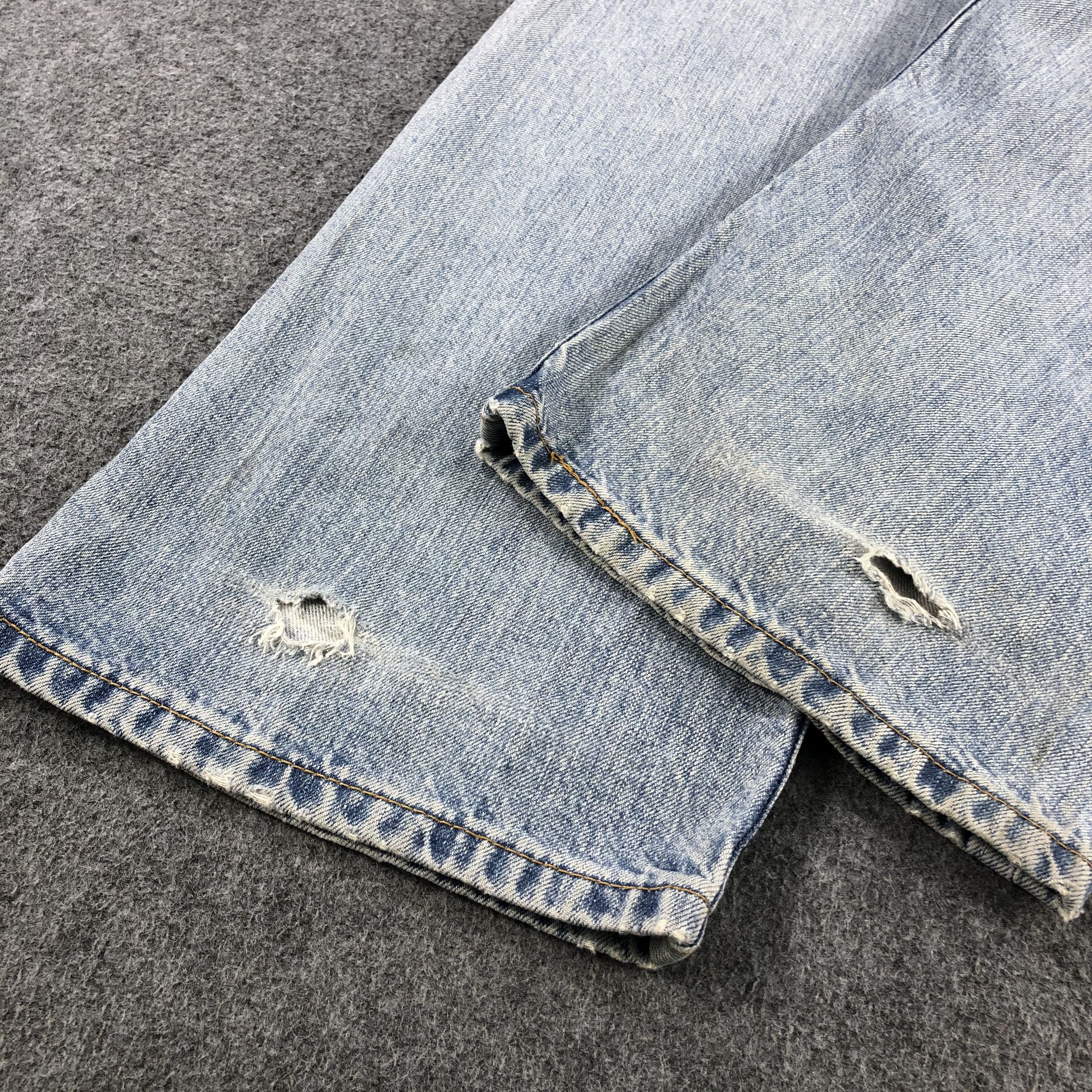 Levi's × Vintage 90s Vintage Ripped Light Wash Levis 501 Jeans-J1611 Size US 36 / EU 52 - 6 Thumbnail