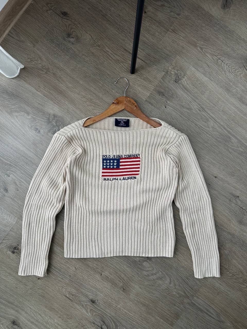 Polo Ralph Lauren × Vintage Vintage Polo Jeans Co. Ralph Lauren USA Flag Knit Sweater Size M / US 6-8 / IT 42-44 - 2 Thumbnail