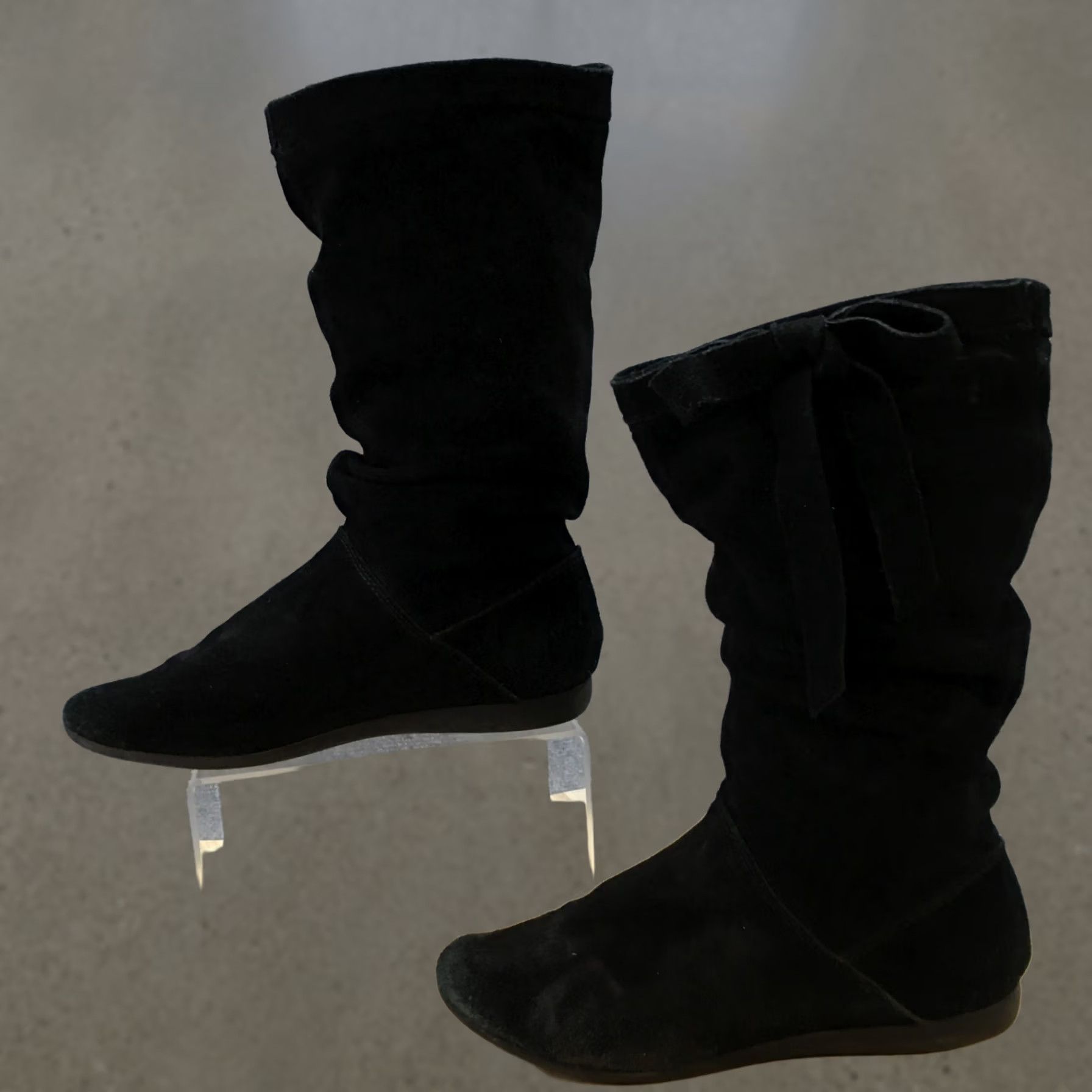 Vintage White Mountain Boots Womens Slouch Mid-Calf Black Leather 6.5 M Flat Heel Casual Autumn Winter W11509Z Mens Womens Boys Girls Size US 7 / IT 37 - 1 Thumbnail