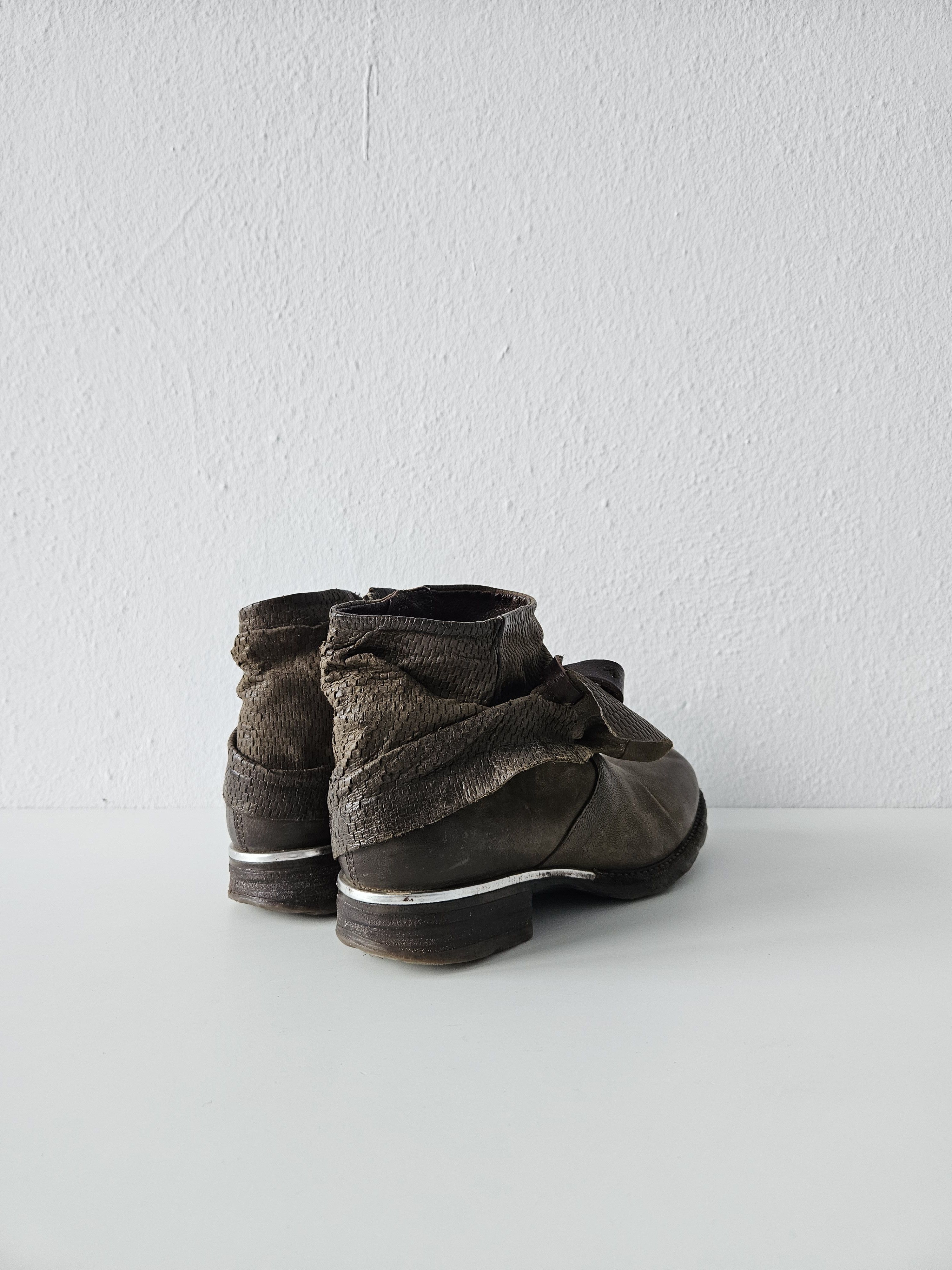 A.S.98 Archive AS98 olive leather bondage side zip ankle boots Size US 10 / IT 40 - 6 Thumbnail
