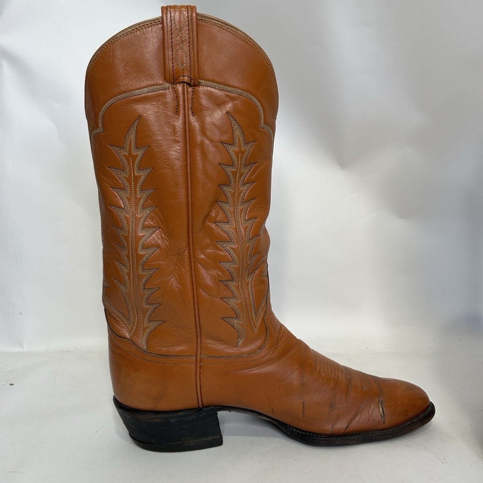 Tony Lama Vintage Tony Lama Cowboy Boots “Tan Brown” Black Label Size US 10.5 / EU 43-44 - 7 Thumbnail