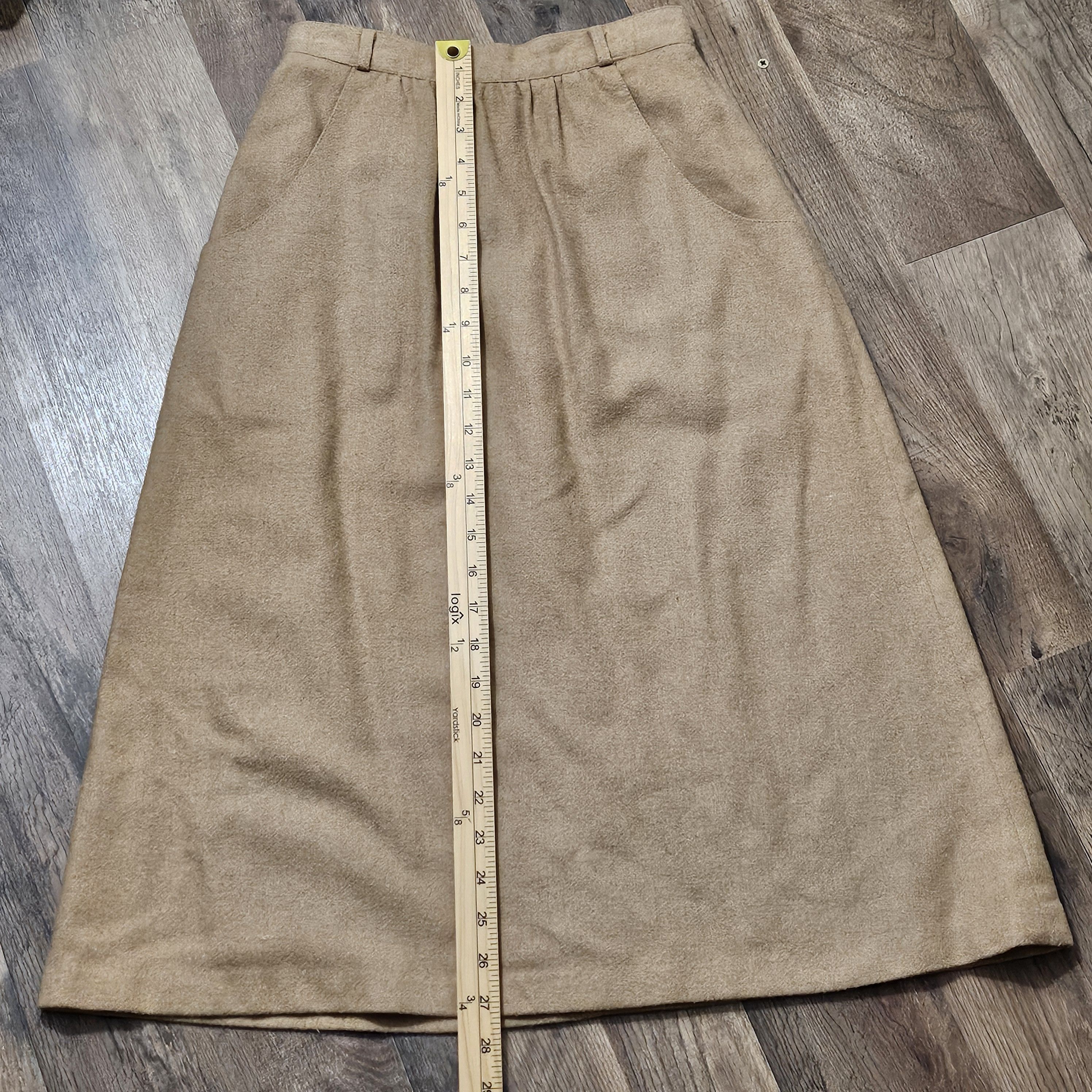 Vintage Vintage Regatta Sport wool midi skirt, tan, size 5 Size 23" - 7 Thumbnail