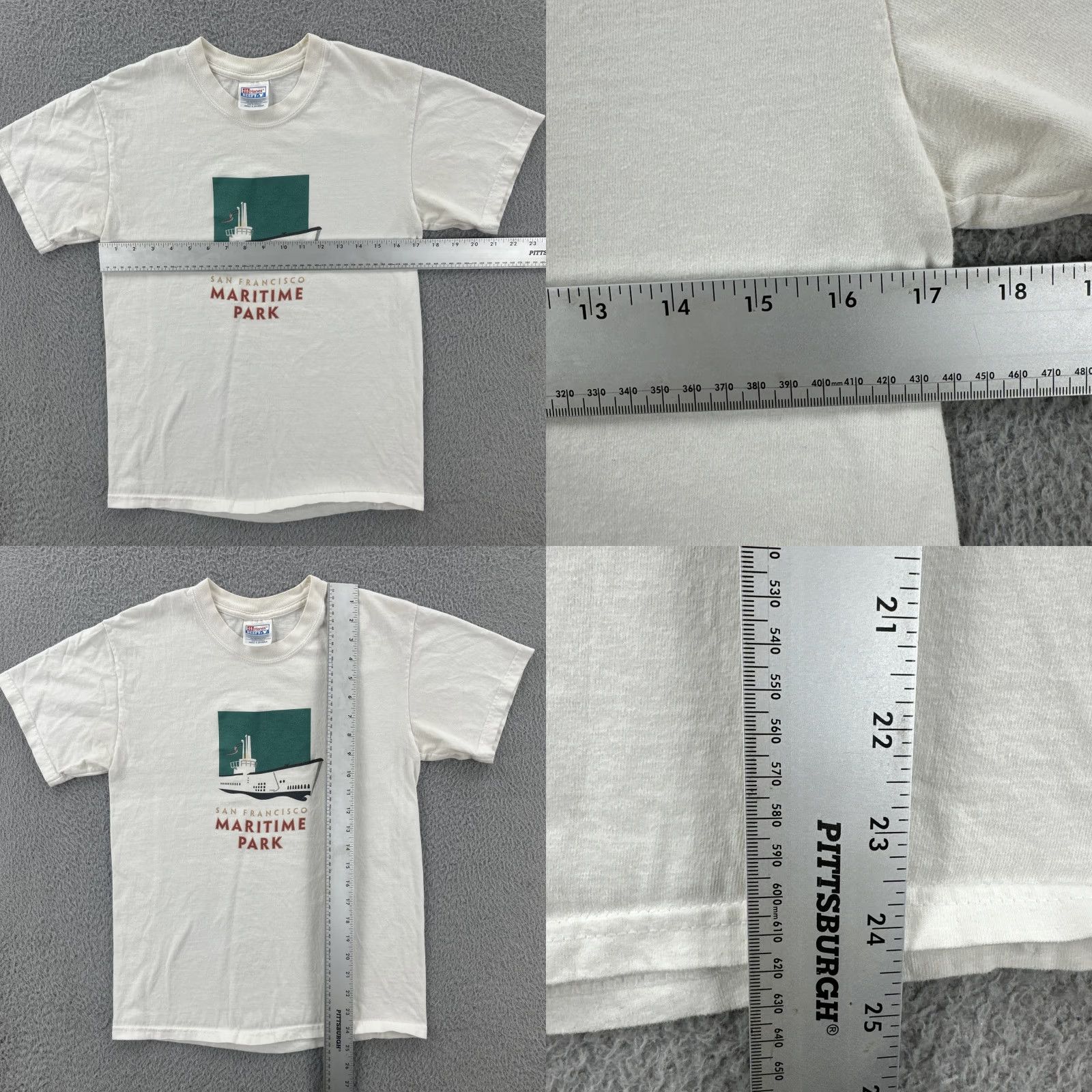 Hanes VINTAGE Hanes Beefy-T Shirt Adult S White Men 90s California USA San Francisco Maritime Park Short Sleeve Crew Neck Shirts Size US S / EU 44-46 / 1 - 8 Thumbnail