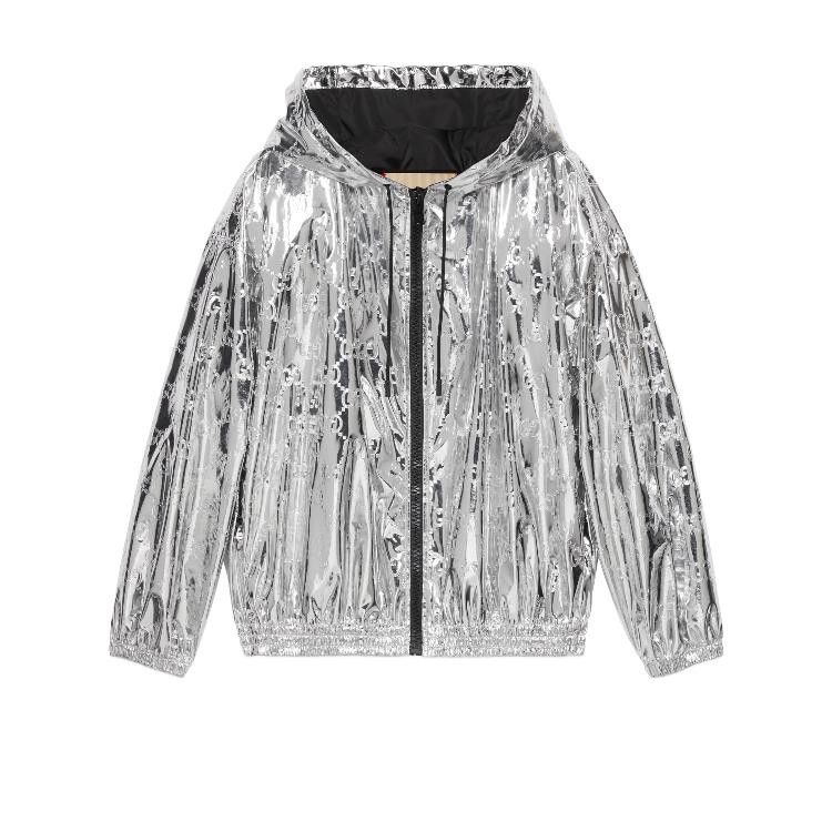 Gucci o1la5ras0526 GG Embossed Fabric Bomber Jacket in Silver Size M / US 6-8 / IT 42-44 - 1 Thumbnail