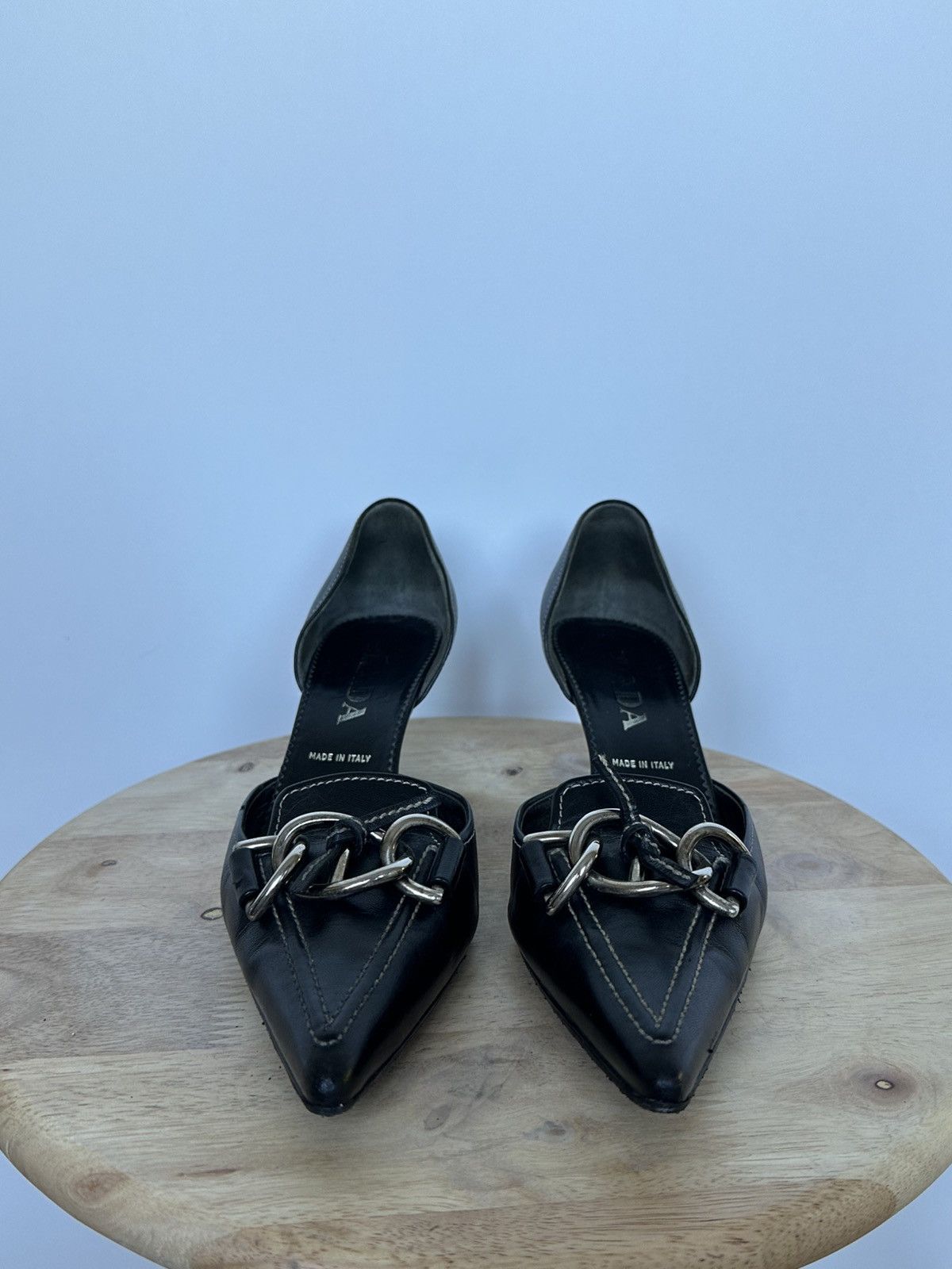 Prada Prada Leather kitten heels mule Size US 6.5 / IT 36.5 - 3 Thumbnail