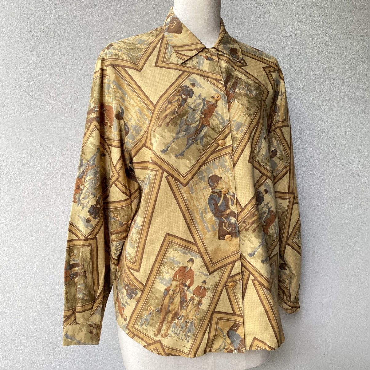 Burberry Burberry Vintage gold Equestrian Print Shirt Size L / US 10 / IT 46 - 19 Thumbnail