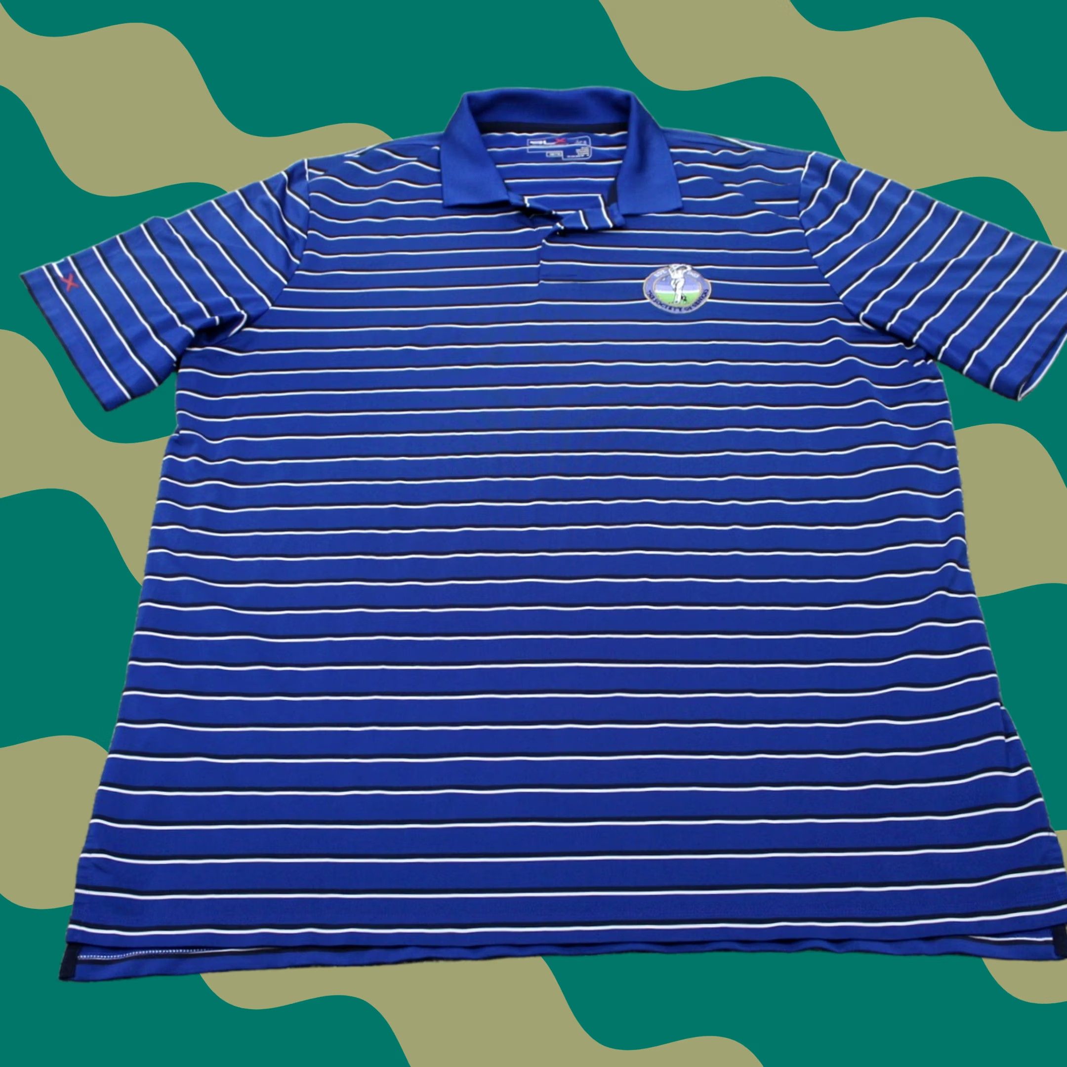 RLX Ralph Lauren RLX Ralph Lauren Polo Shirt Mens XL Blue Short Sleeve Pullover Polo Golf Sports Polyester Blend Stretch Moisture Wicking Striped Logo Button Size US XL / EU 56 / 4 - 1 Thumbnail