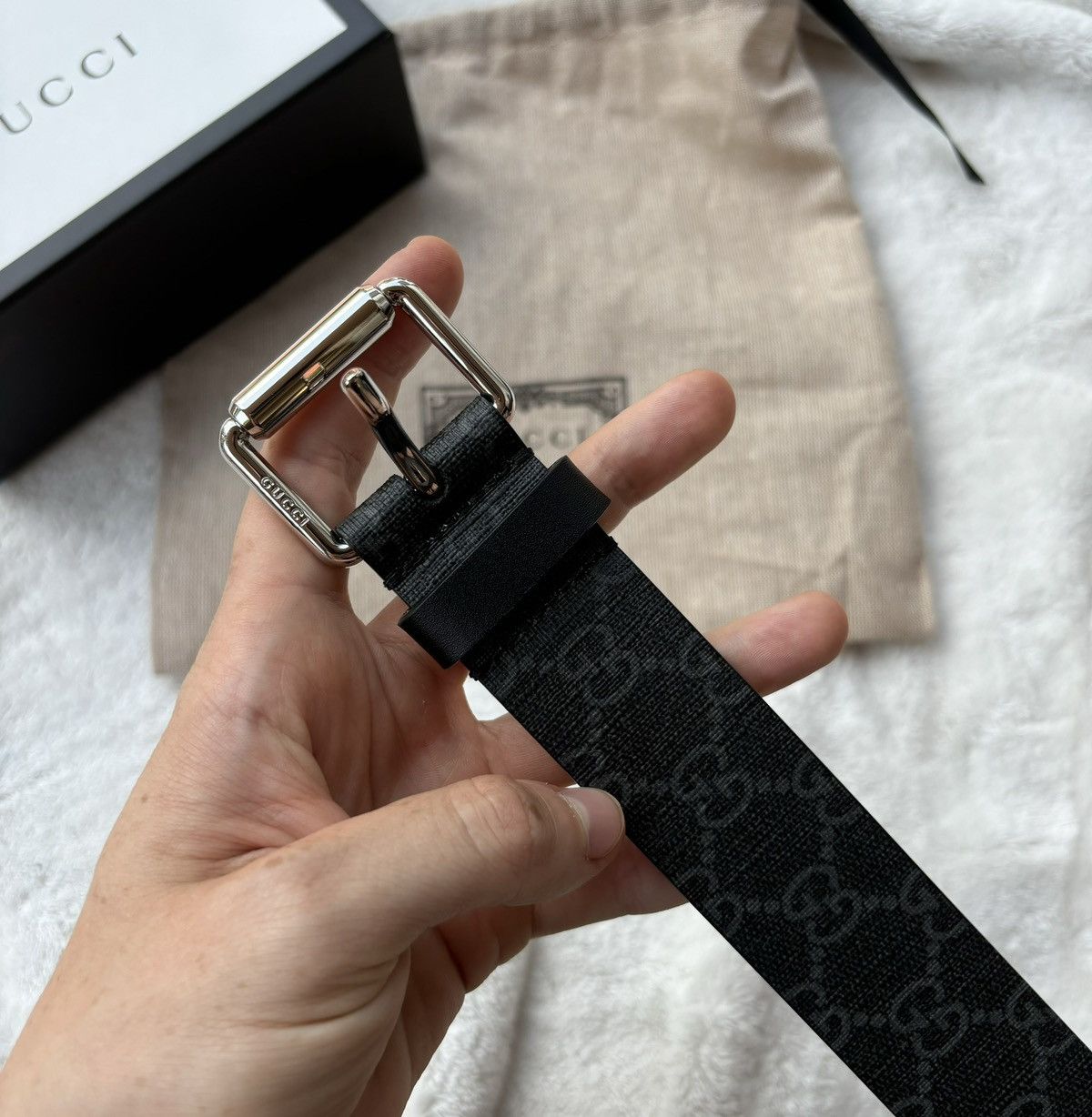 Gucci Gucci Black GG Supreme King Snake Belt Size 32 - 4 Thumbnail