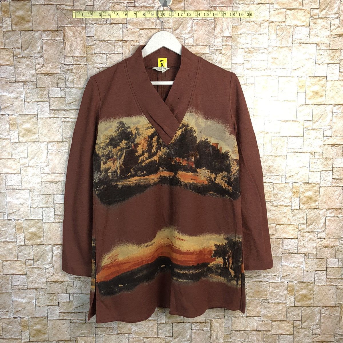 Homespun Knitwear Kaorgin art painting vintage Brown Knitwear #A300 Size US M / EU 48-50 / 2 - 1 Thumbnail