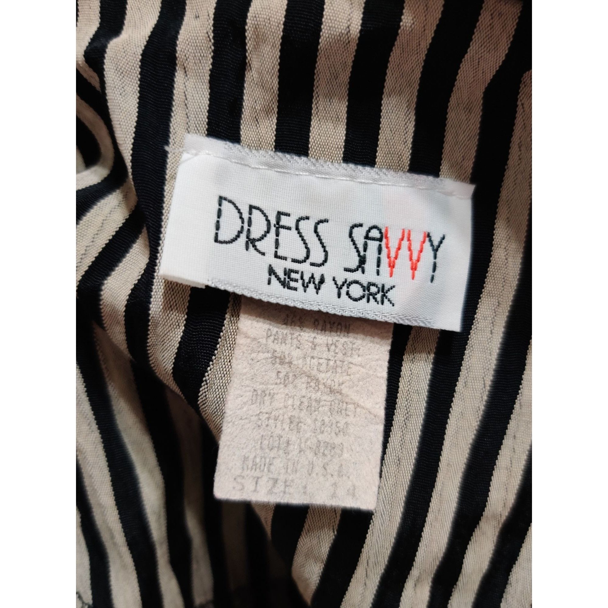 Vintage Vintage Dress Savvy NY 14 Black Beige Striped Blazer Vest Co Size XL / US 12-14 / IT 48-50 - 8 Thumbnail