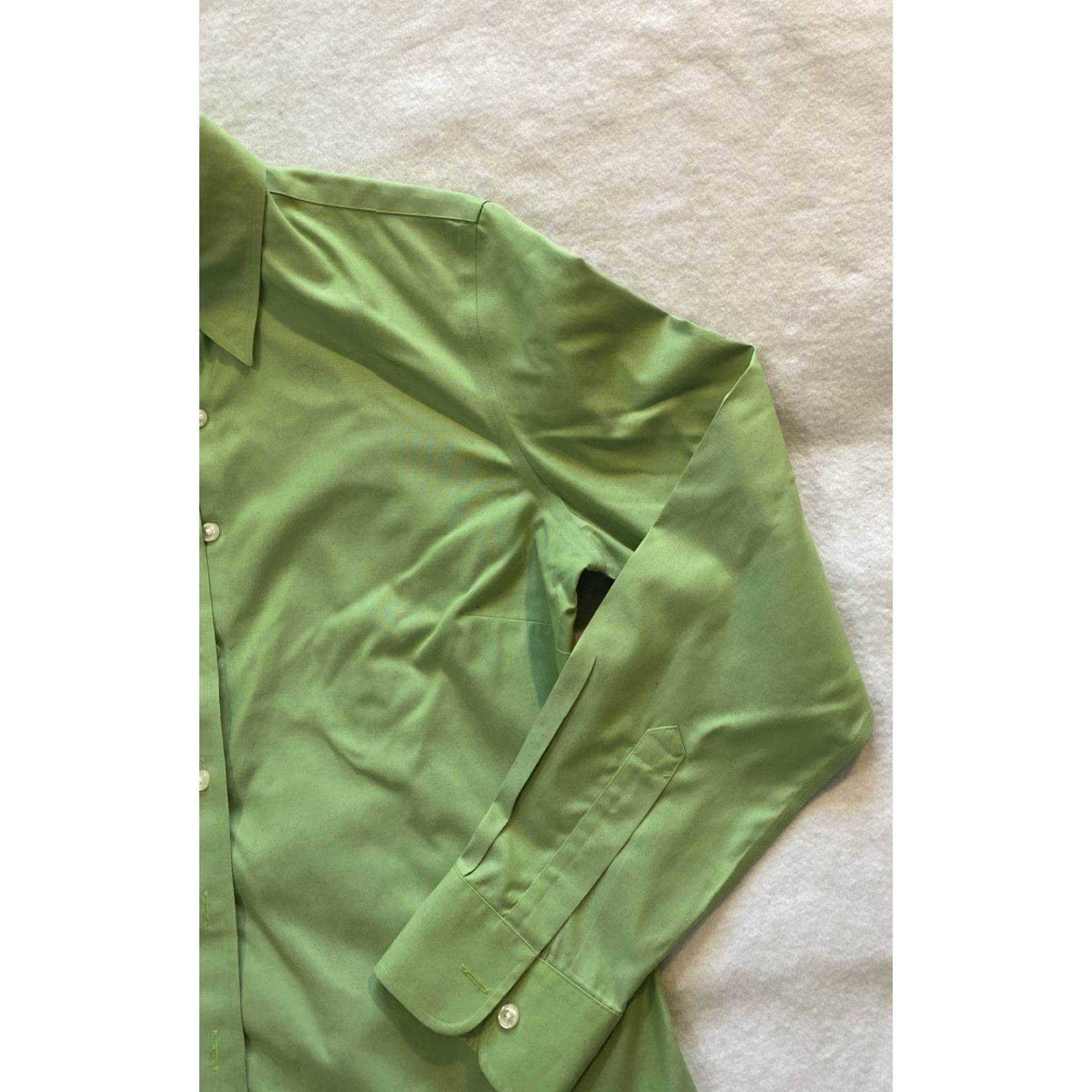 Lands' End Lands' End Women’s Green Cotton Button-Down Shirt Size 8 Regular Collared Long Sleeve Classic Office Casual Shirt - Womens Size M / US 6-8 / IT 42-44 - 3 Thumbnail