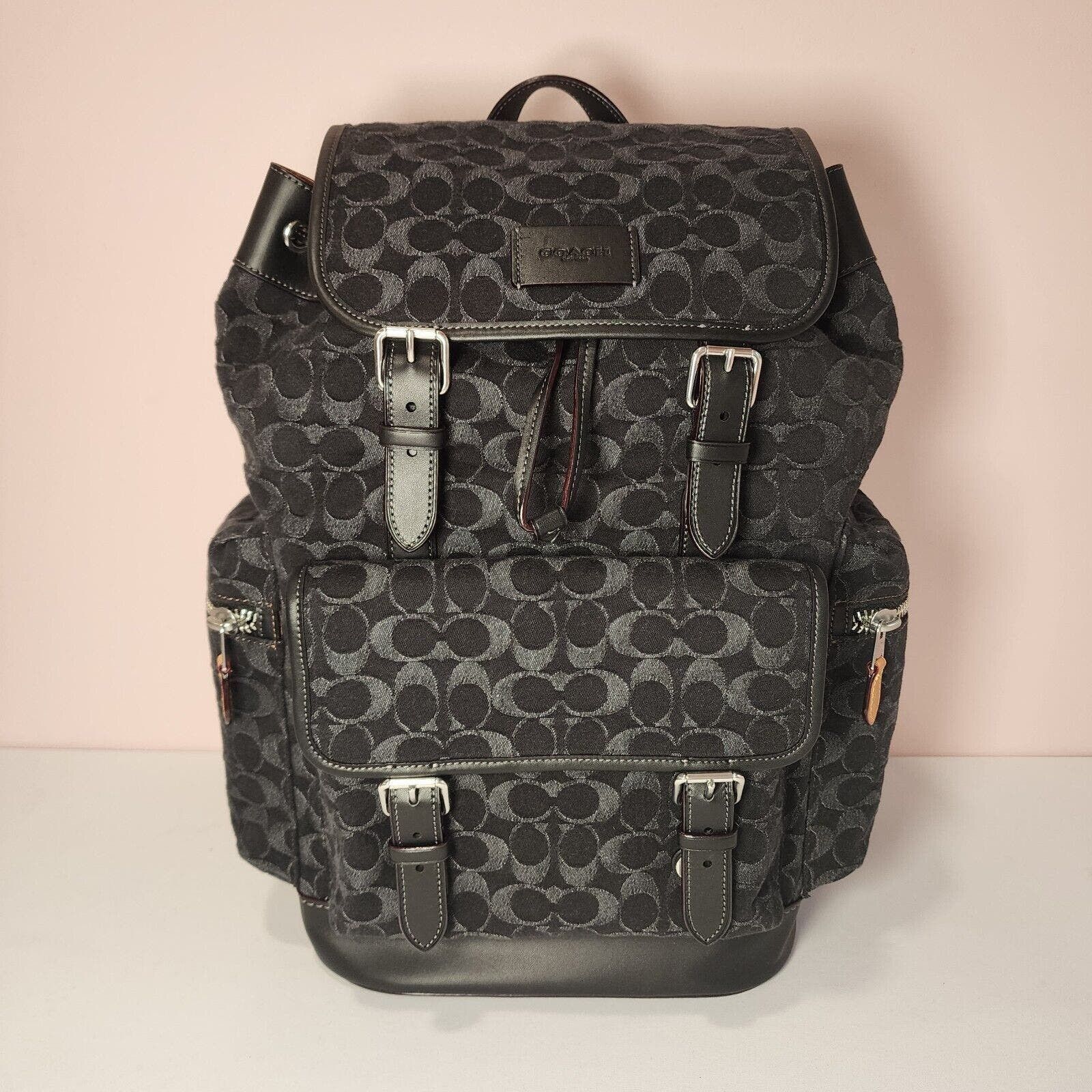 image of NWT Coach Co933 Sprint Backpack In Signature Denim Black, Men's