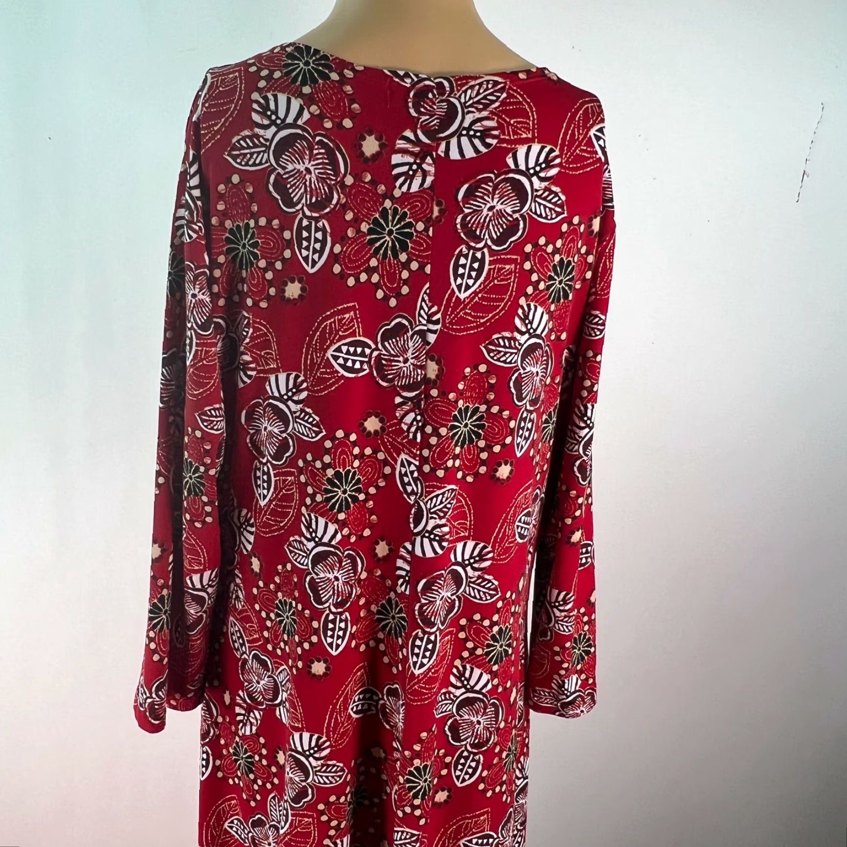 Vintage VINTAGE Vtg Notations Womens Floral Long Sleeves V Neck Twist Front Red Midi Dress Sz XL Size XL / US 12-14 / IT 48-50 - 3 Thumbnail