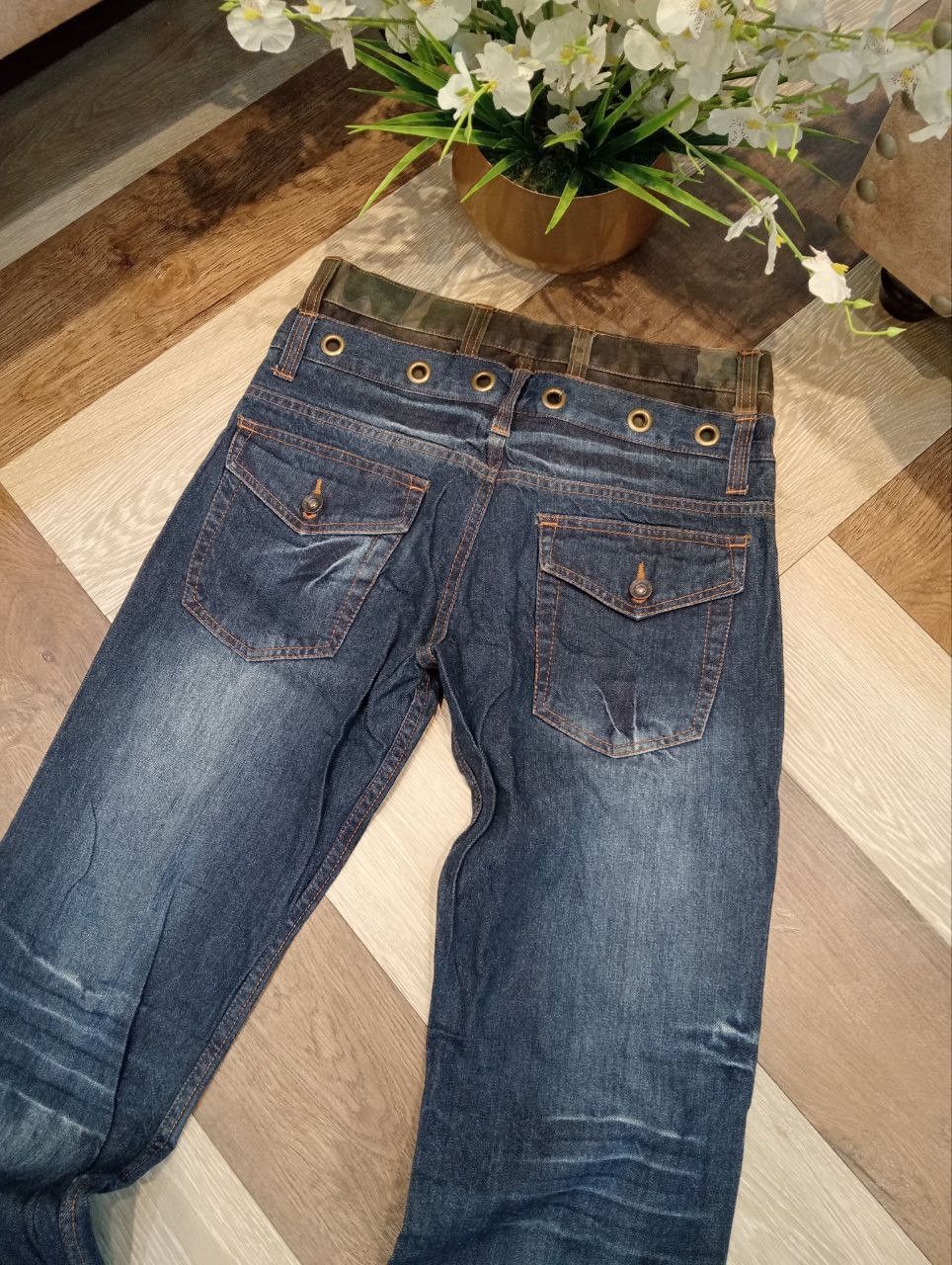 If Six Was Nine JAPANESE NYLAUS DOUBLE WAIST FLARED JEANS Size US 31 - 9 Thumbnail