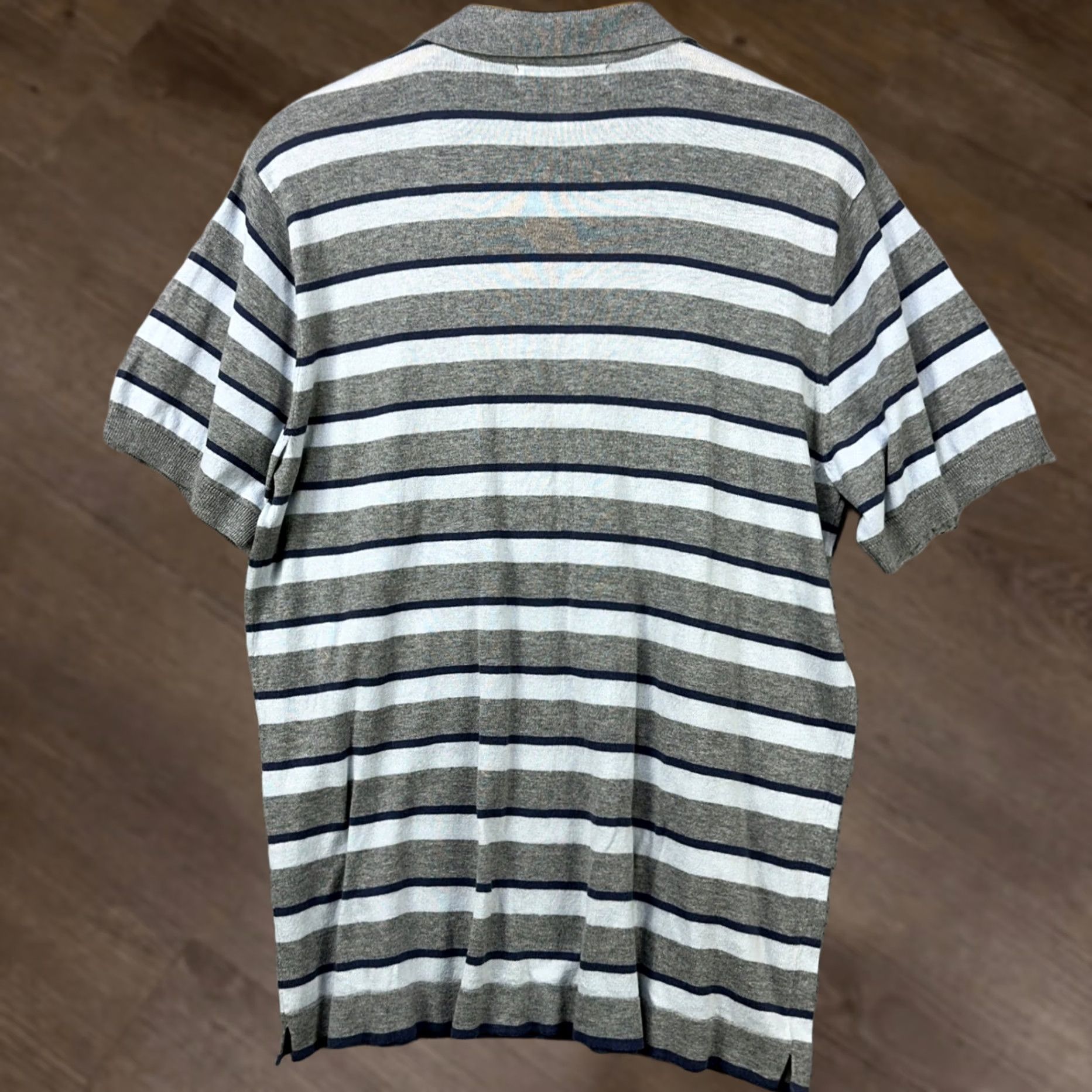 Banana Republic Banana Republic Shirt Knit Polo Mens Large Gray Blue Stripes Short Sleeve Rugby Shirt Size US L / EU 52-54 / 3 - 1 Thumbnail