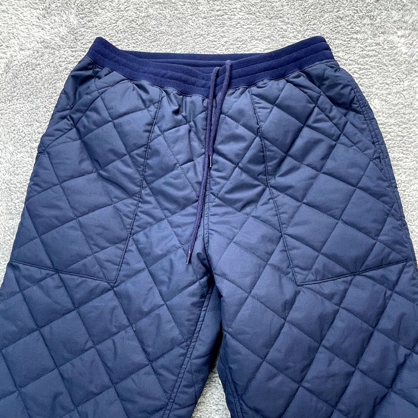 Vintage Not So Ape Pants Men Medium Blue Puffer Quilted Insulated Tapered Leg Drawstring Size US 31 - 2 Thumbnail