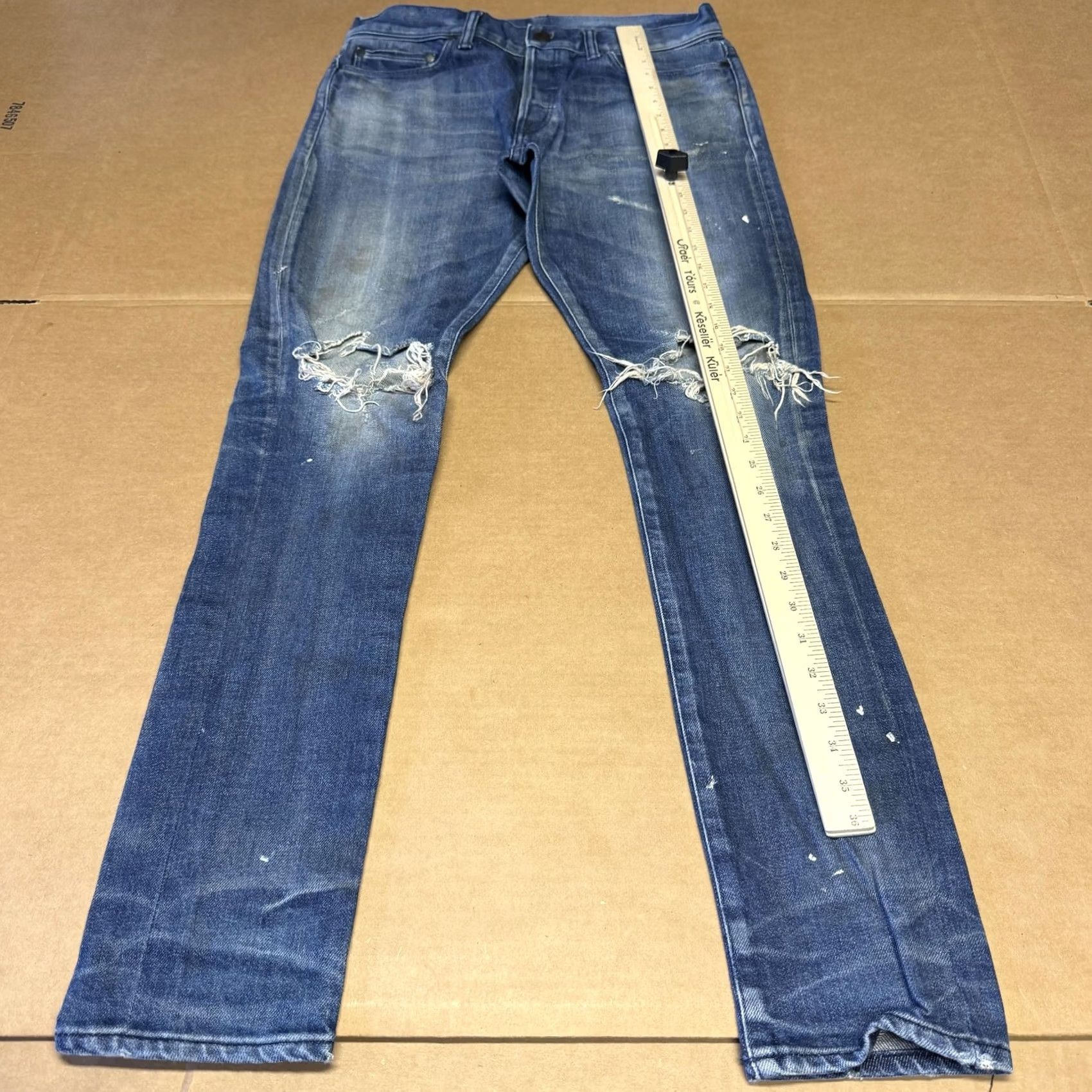 John Elliott John Elliott Jeans Mens 31x32 Blue Slim Stretch Denim Distressed Japan Size US 31 - 4 Thumbnail