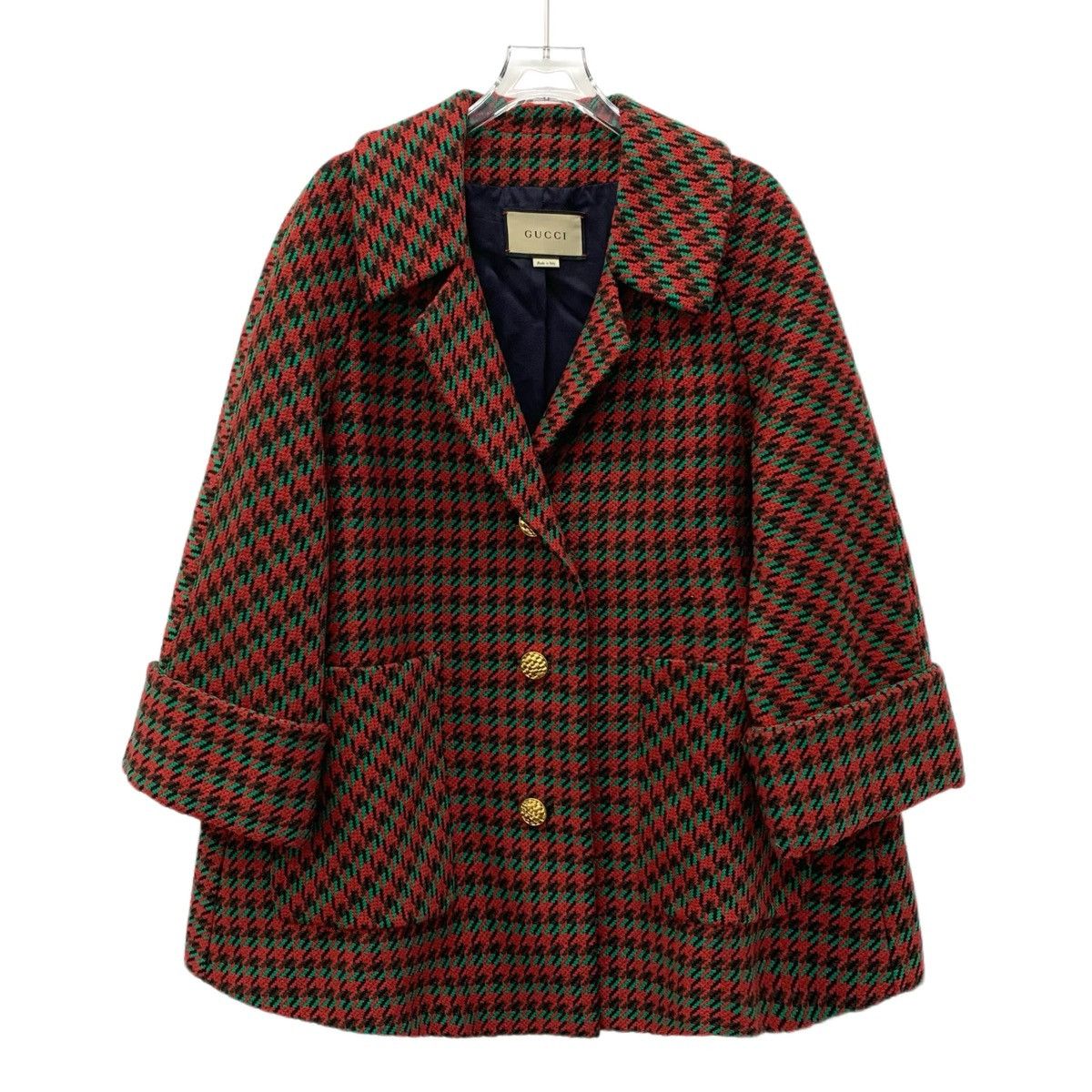 Gucci Gucci Red Chambray Wool Lapel Single Breasted Coat Size XS / US 0-2 / IT 36-38 - 1 Thumbnail