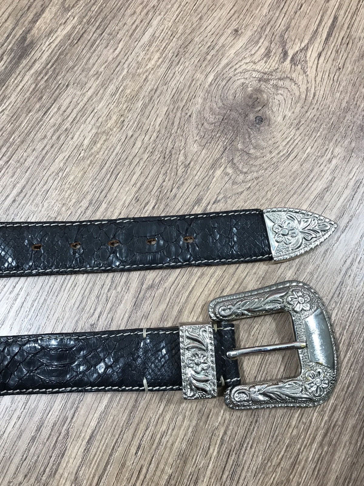 Leather Vintage RH Milano Python Leather Belt BB Simon Style Size ONE SIZE - 3 Thumbnail