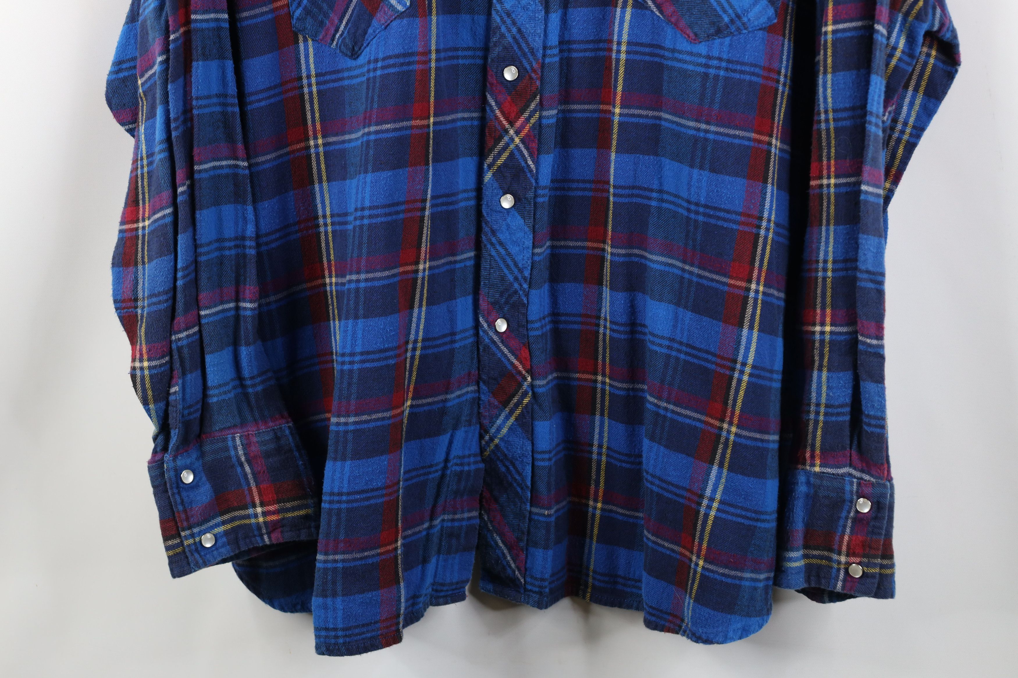 Wrangler Vintage 90s Wrangler Cowboy Flannel Snap Button Shirt Size US XXL / EU 58 / 5 - 3 Thumbnail