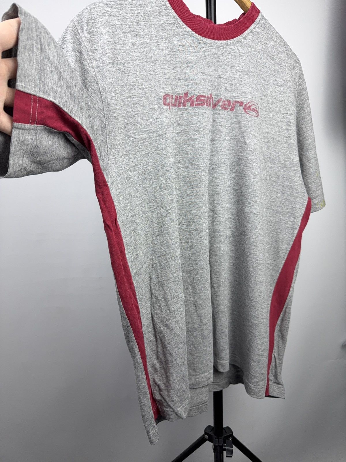 Quiksilver Retro 00s Quiksilver Ringer T-Shirt Grey Red Y2K Surf Tee Size US L / EU 52-54 / 3 - 6 Thumbnail