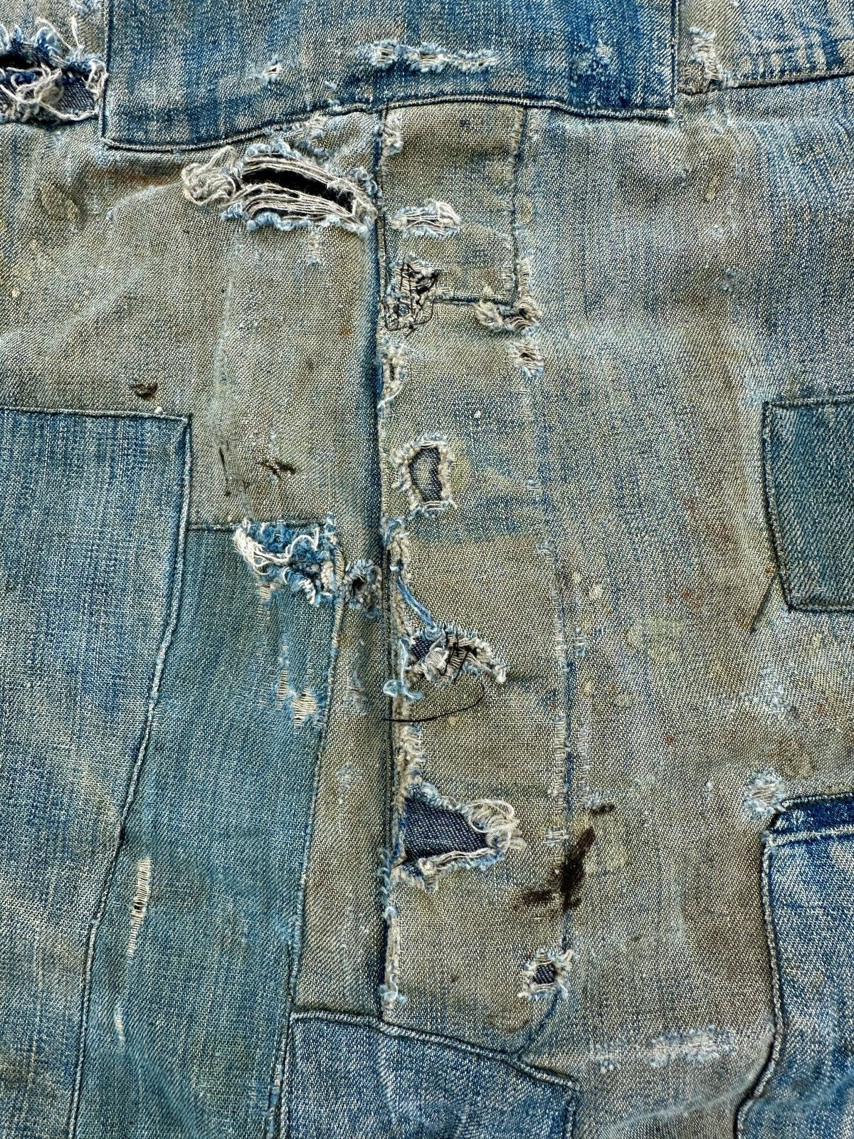Lee 40s Trashed Union Sanforized Jelt Denim patchwork farmer bib Size US 38 / EU 54 - 6 Thumbnail