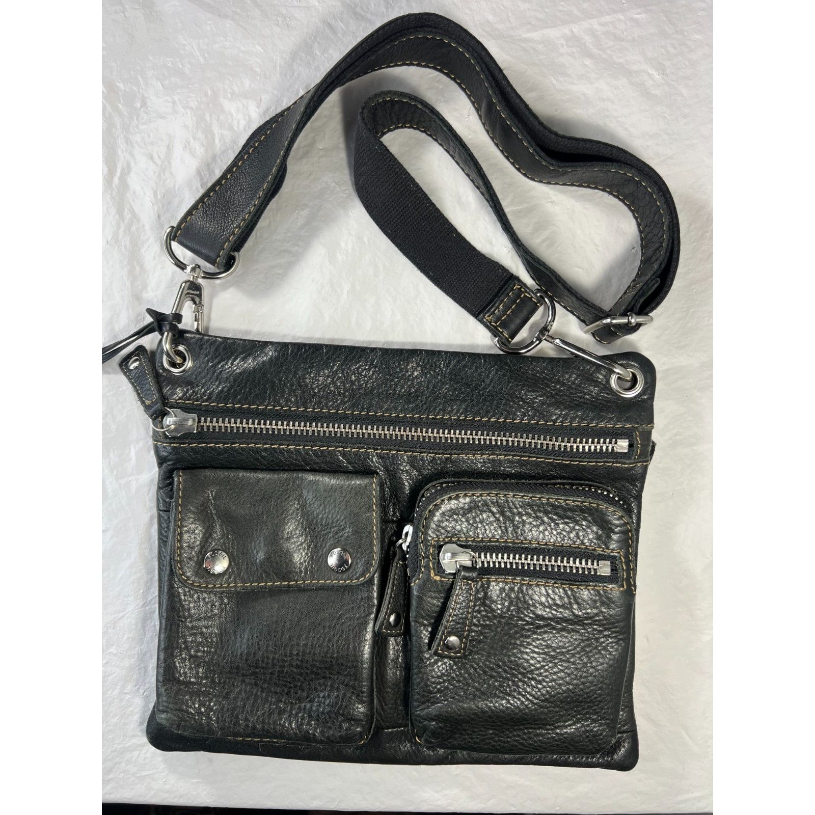 Fossil Fossil Sutter Black Leather Crossbody Bag Handbag Adjustable Size ONE SIZE - 1 Thumbnail
