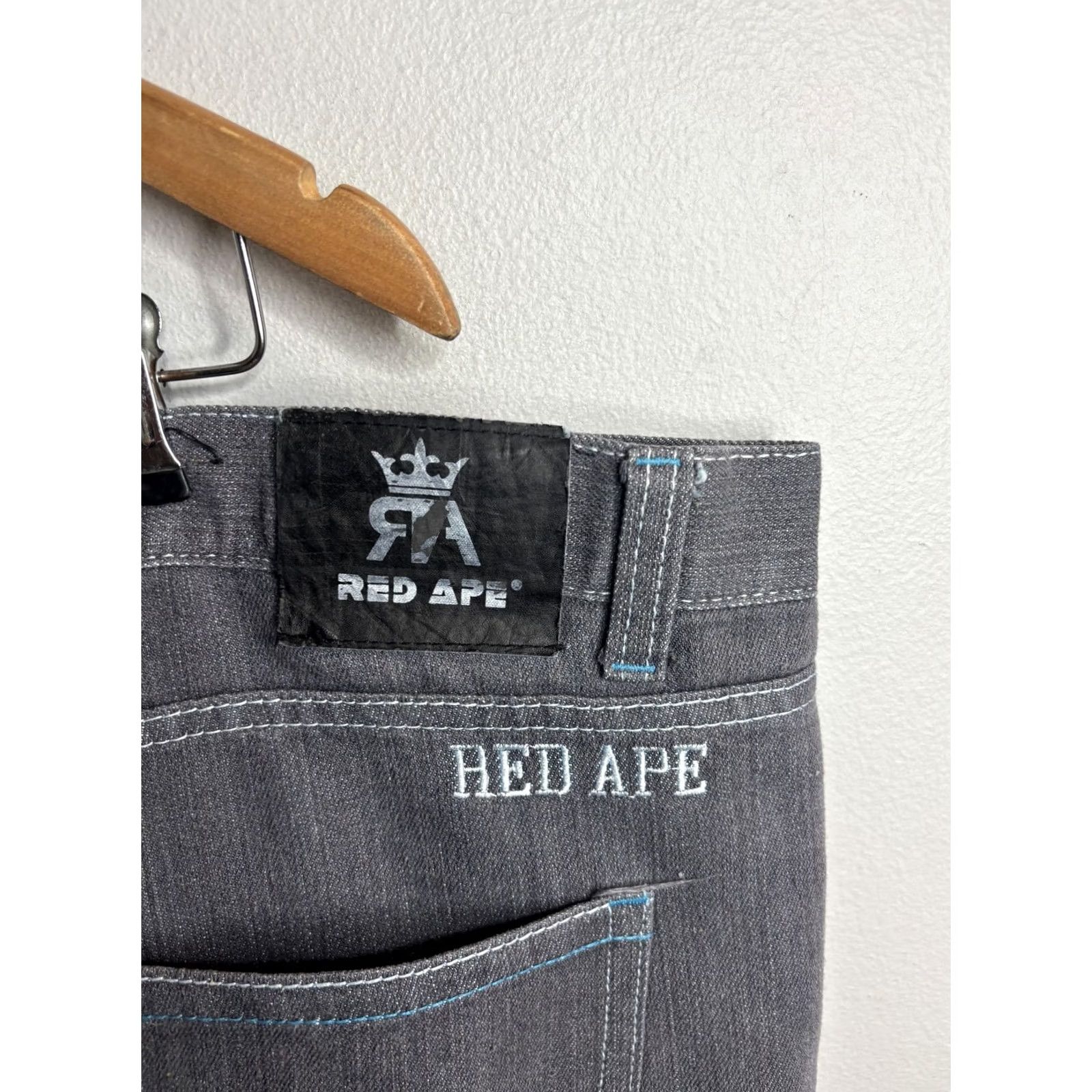 Vintage VINTAGE Red Ape Jeans Mens 50 Gray High Rise Tapered Embroidered Denim Streetwear Size US 34 / EU 50 - 3 Thumbnail