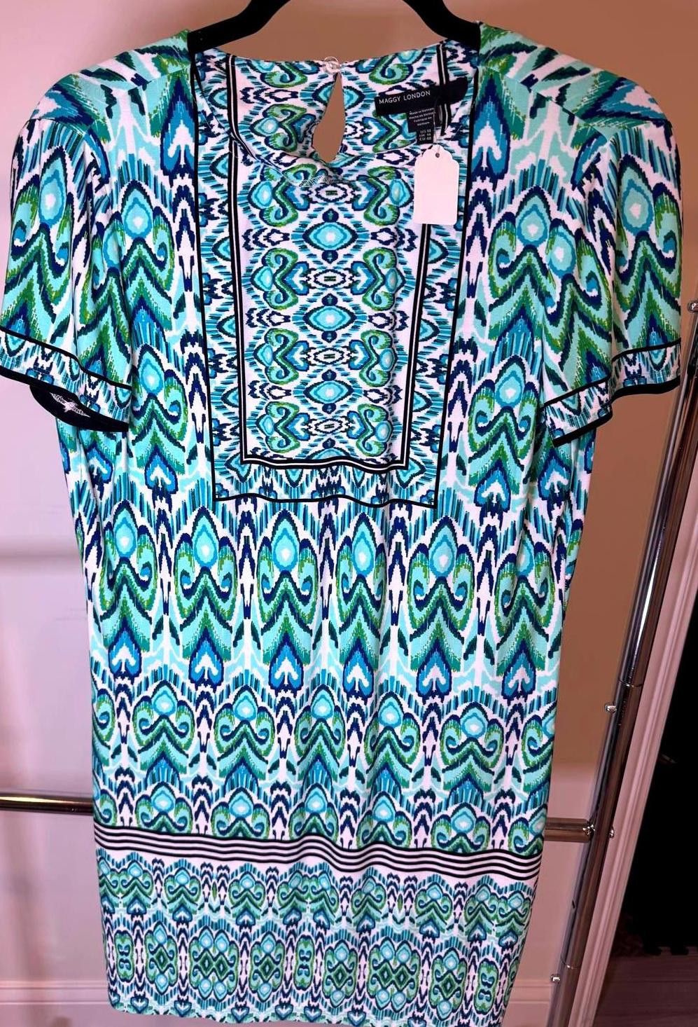 Designer Maggy London Colorful Print Dress - Size 10 Size L / US 10 / IT 46 - 1 Thumbnail