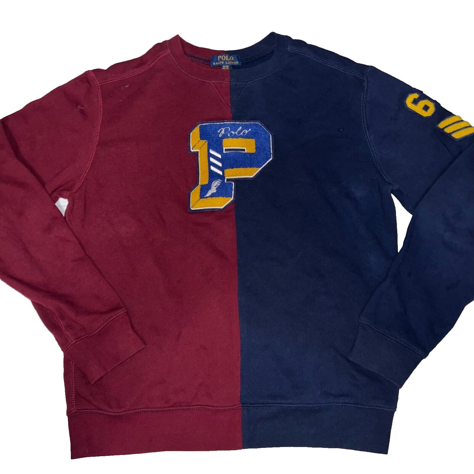 Polo Ralph Lauren P Patch 67 Varsity Split Sweater Small