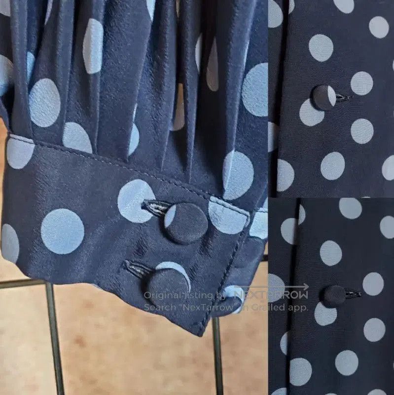 Dior Dior Navy Polka Dot Silk Dress Size M . Size M / US 6-8 / IT 42-44 - 6 Thumbnail