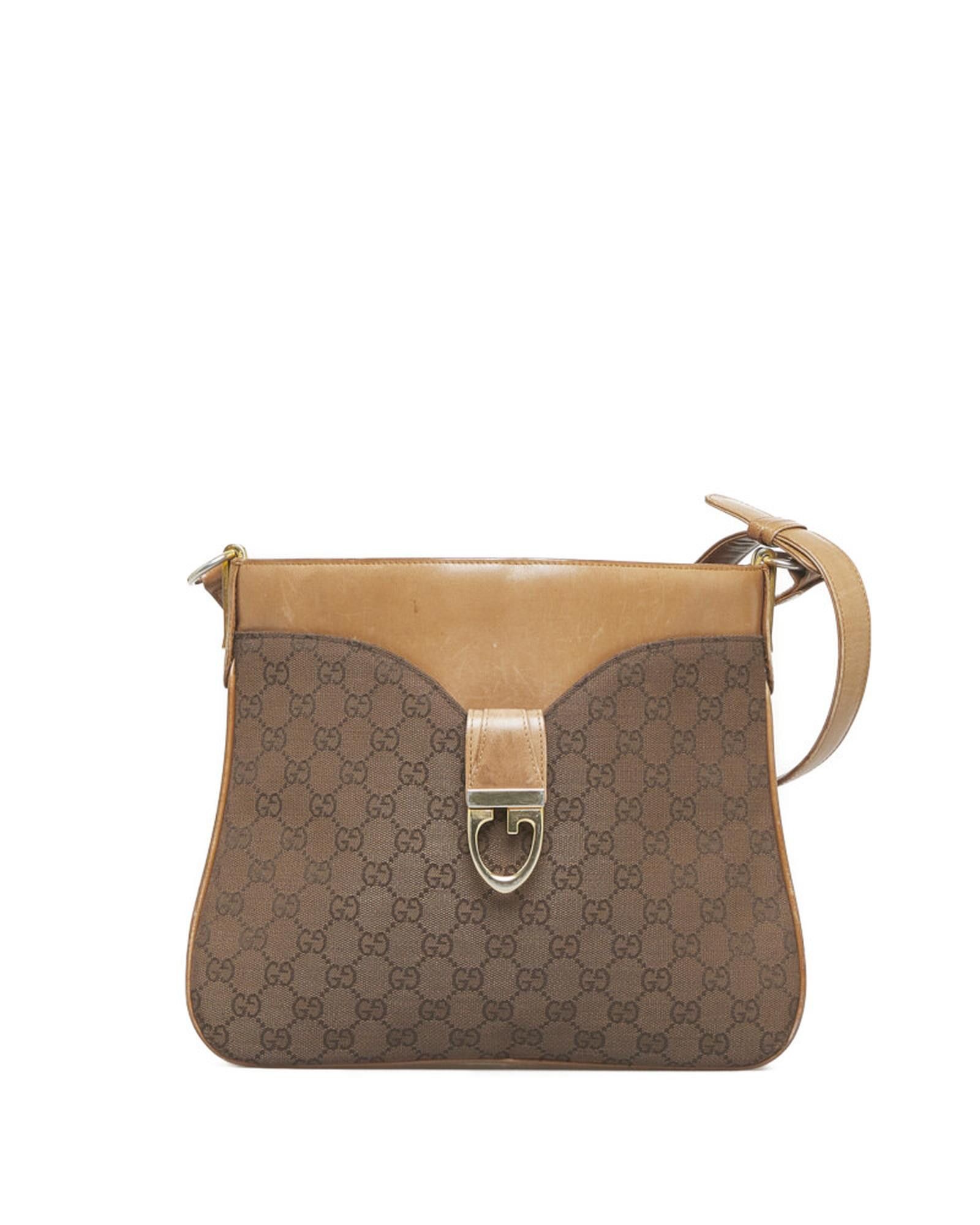 image of Gucci Vintage GG Canvas Shoulder Bag In Brown - B Condition, Women's