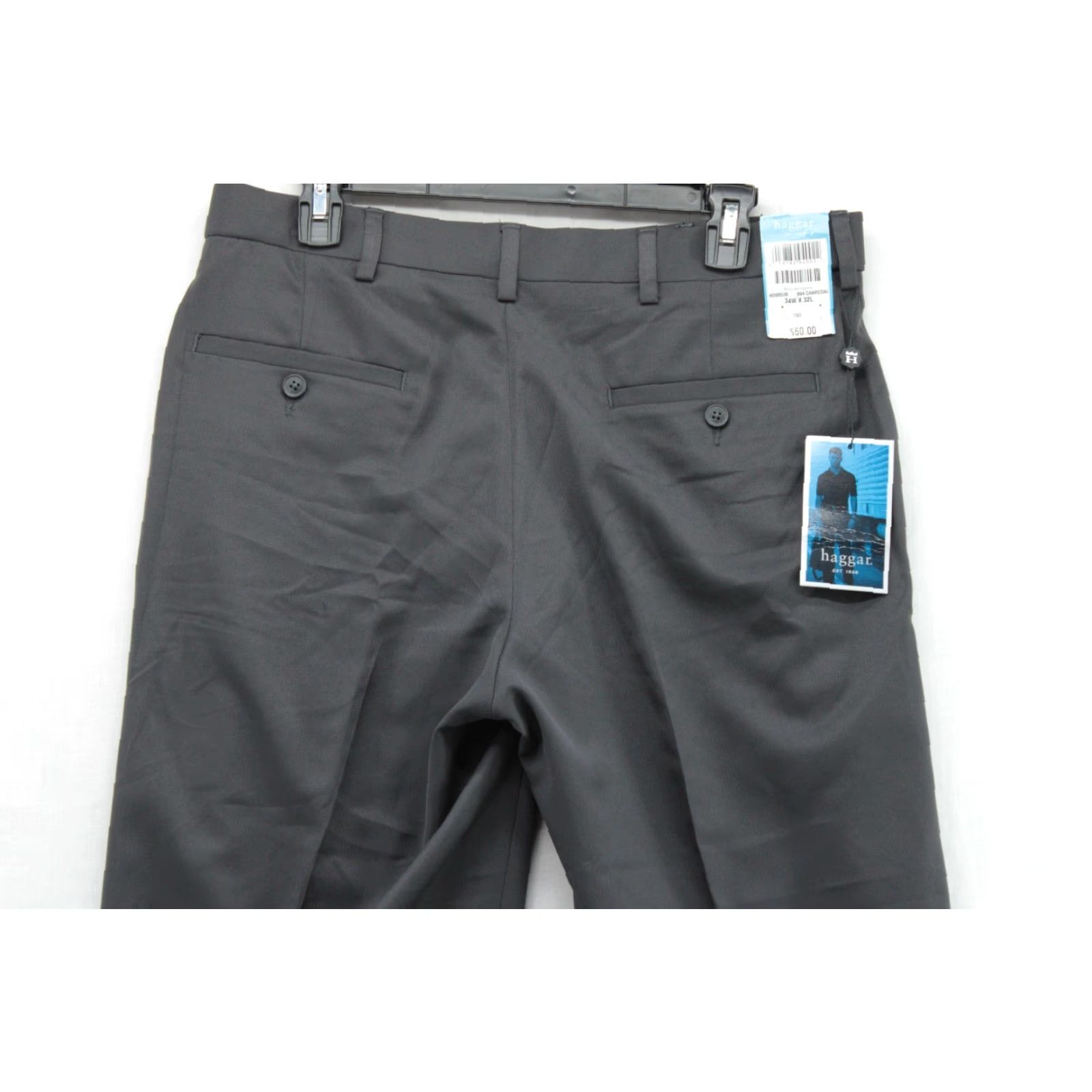 Haggar VINTAGE Haggar Pants Men's 34x32 Black Slacks Straight Chino Micro Herringbone NWT Size US 34 / EU 50 - 4 Thumbnail