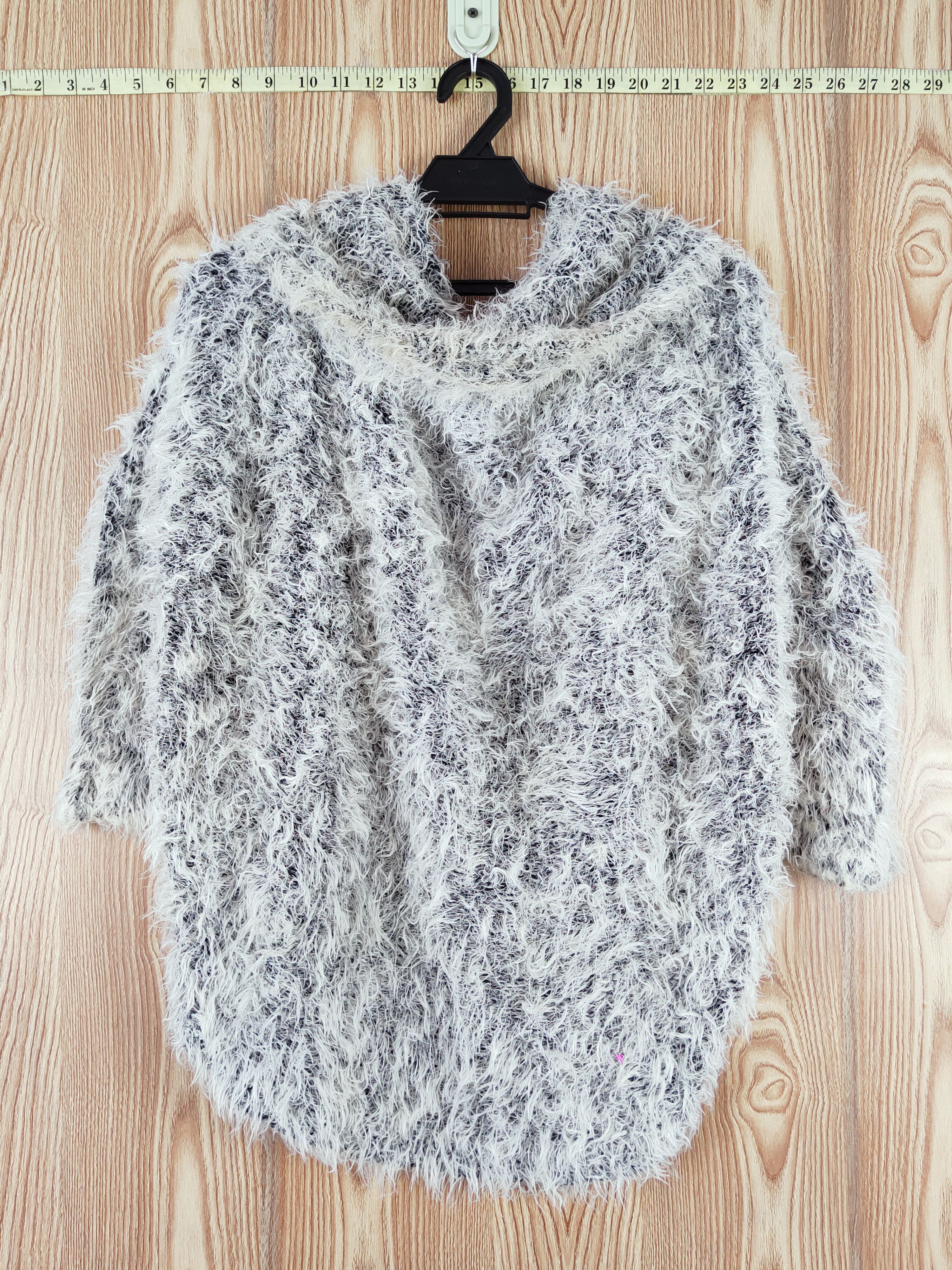 Japanese Brand × Vintage Art Design by Emoda Black White Fur Mohair Knitwear Size L / US 10 / IT 46 - 7 Thumbnail