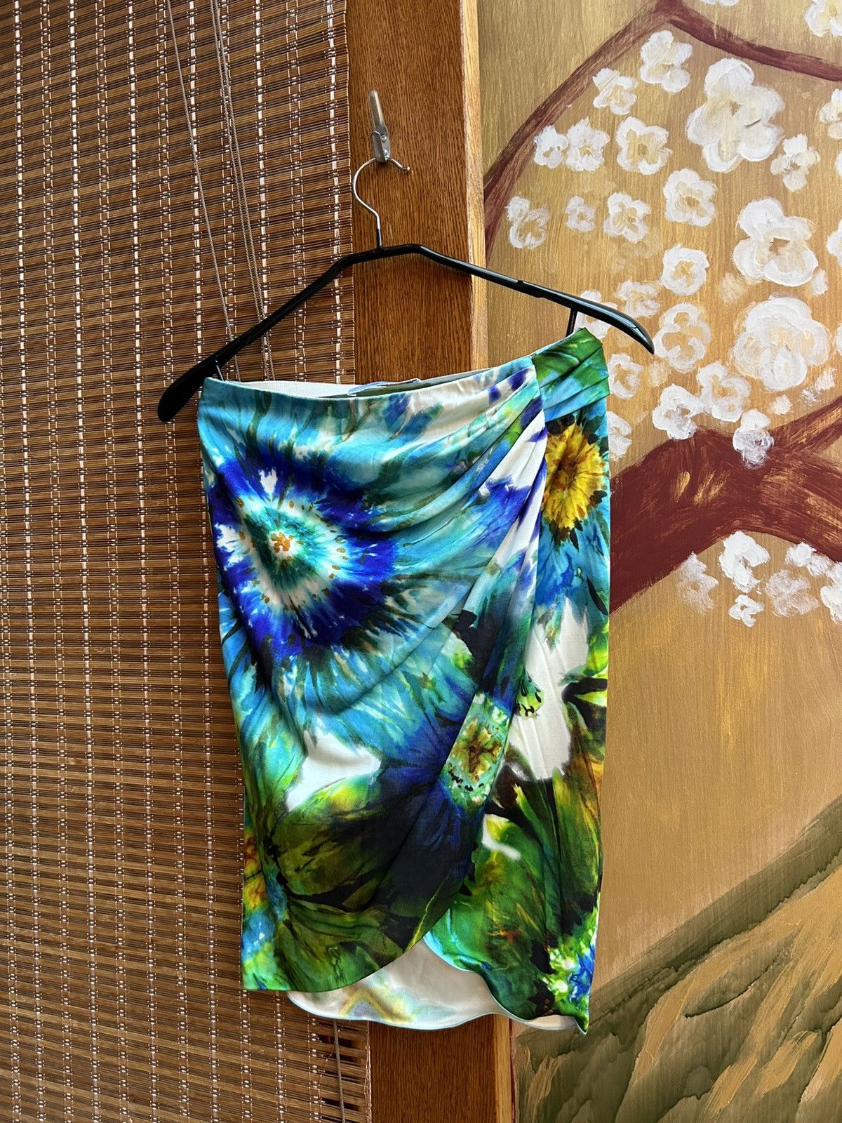Blumarine × Vintage Vintage Y2k Blumarine Silk Flower Print Midi Wrap Skirt Size 27" / US 4 / IT 40 - 3 Thumbnail