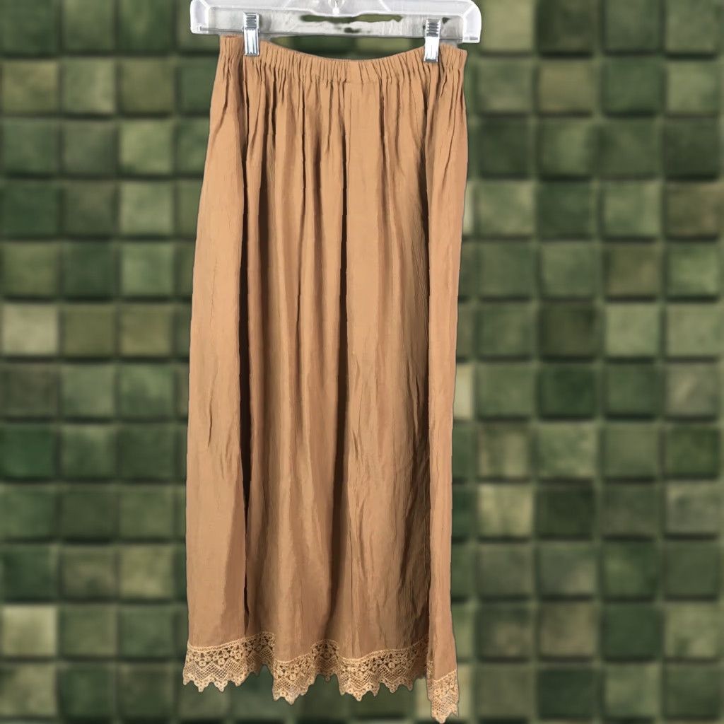 Vintage VINTAGE Pure West Maxi Skirt Women One Size Brown Crochet Boho Beach Hippie Retro Southwestern Long Size 42" / US 20 - 1 Thumbnail