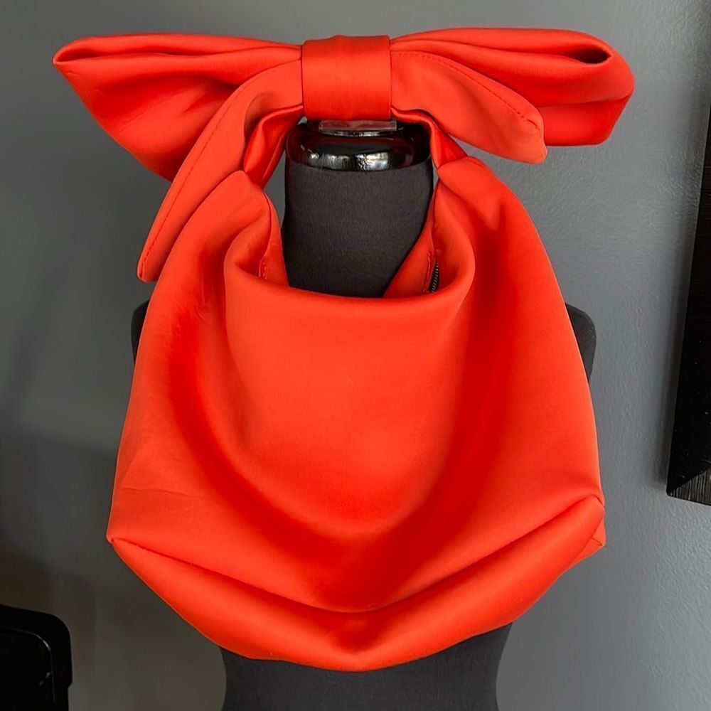 Other Orange scuba fabric zipper closure large bow strap shoulder Size ONE SIZE - 1 Thumbnail